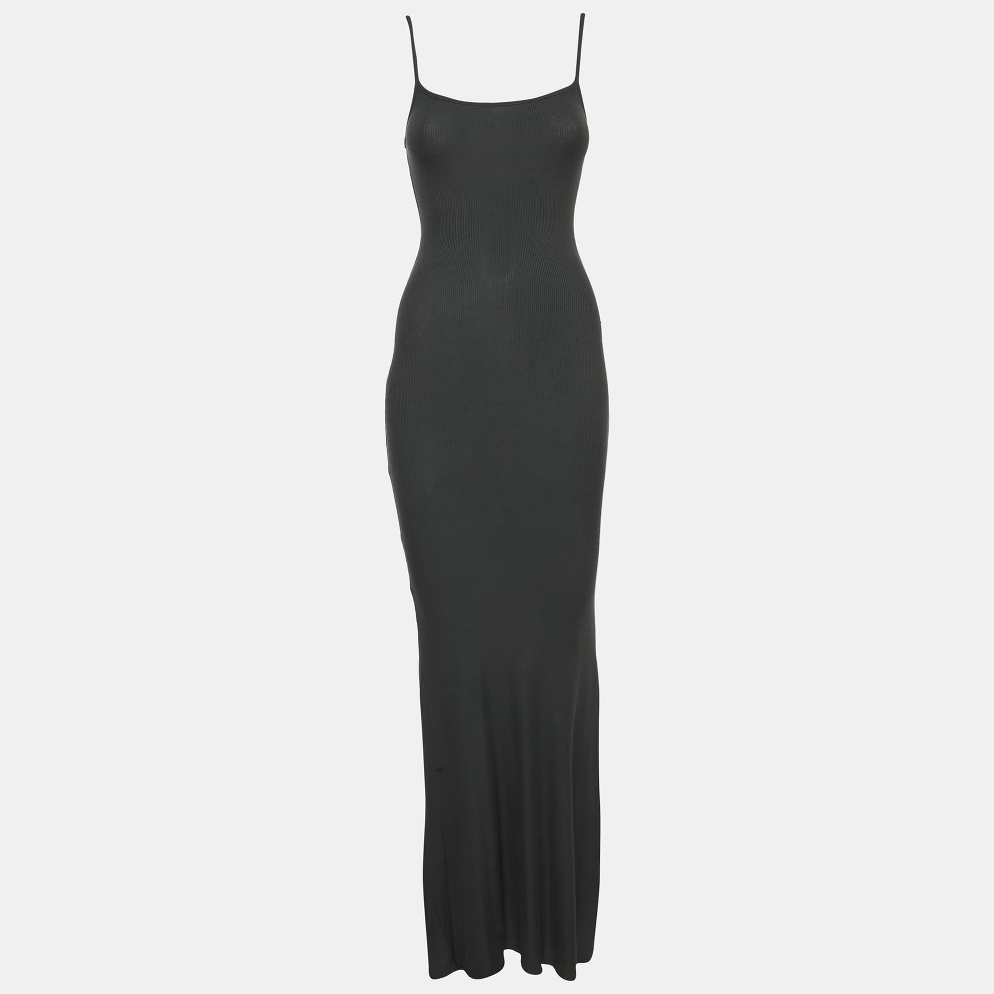 Skims Grey Jersey Long Slip Dress S
