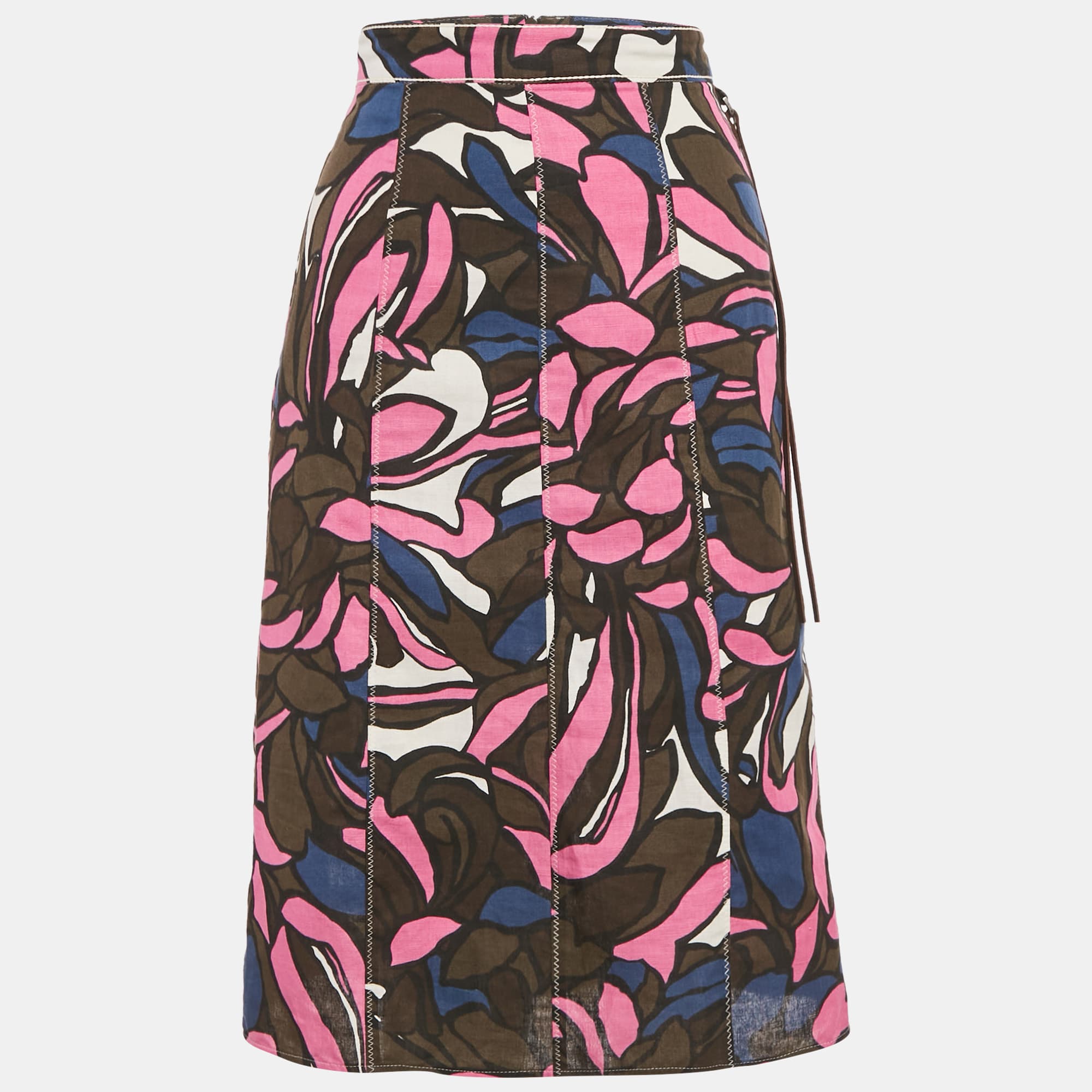 S'Max Mara Pink Printed Cotton Midi Skirt M
