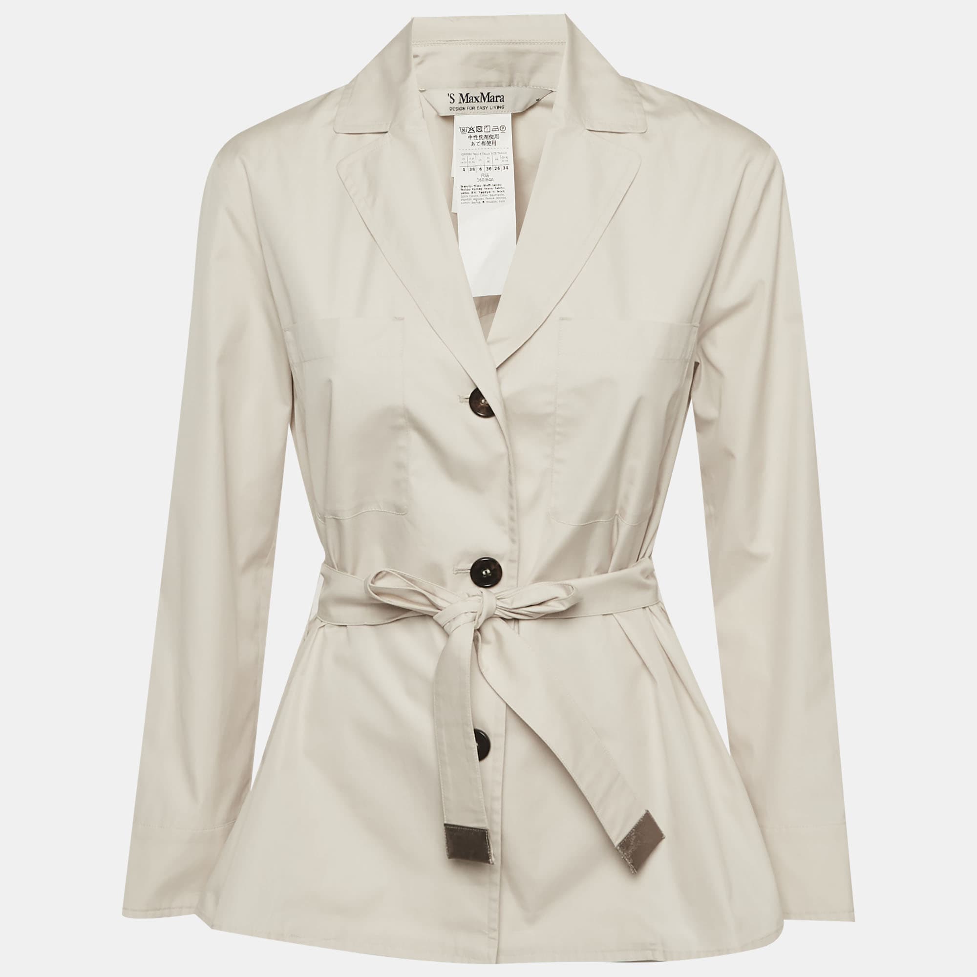 S'Max Mara Beige Cotton Belted Jacket S