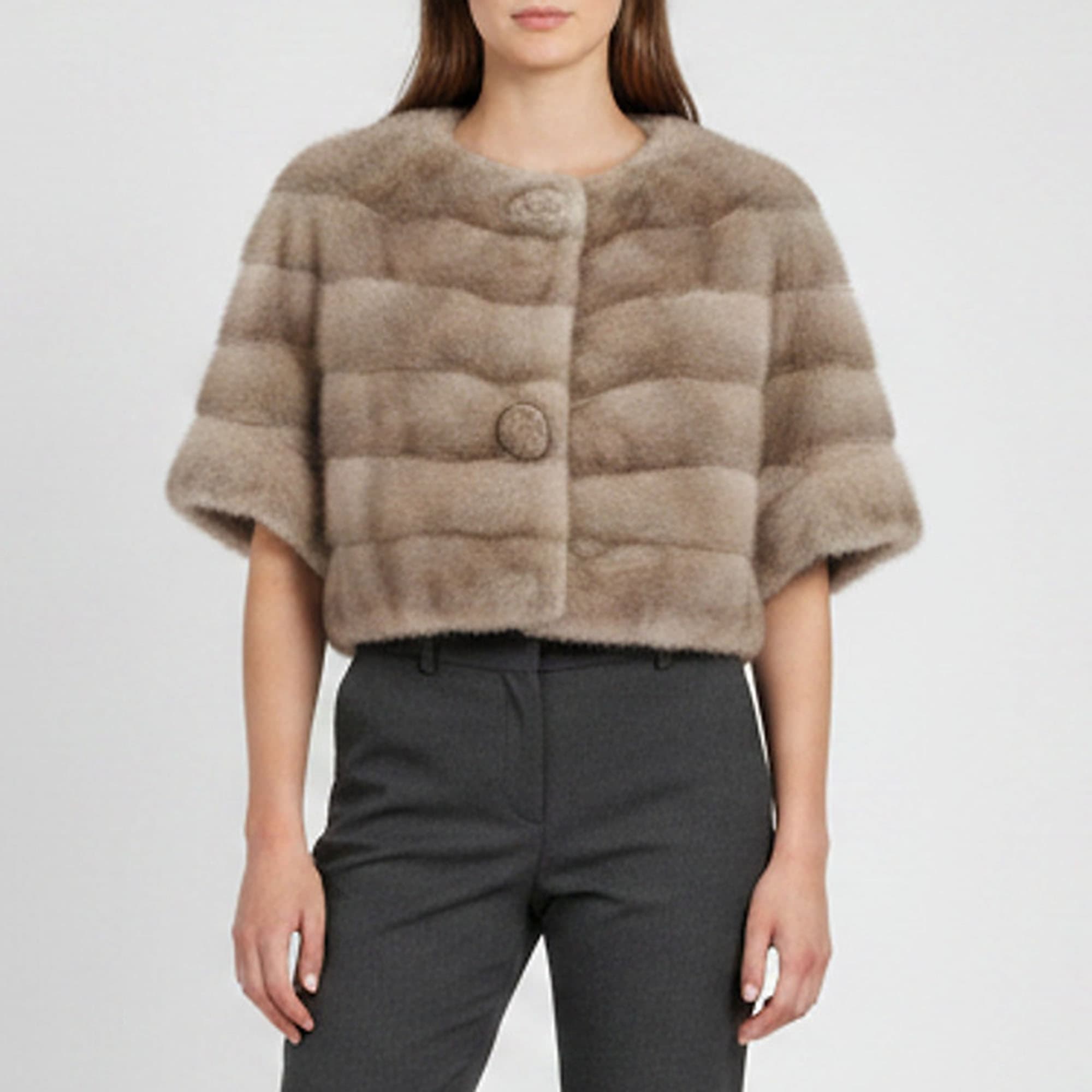 S'Max Mara Beige Mink Fur Short Coat M