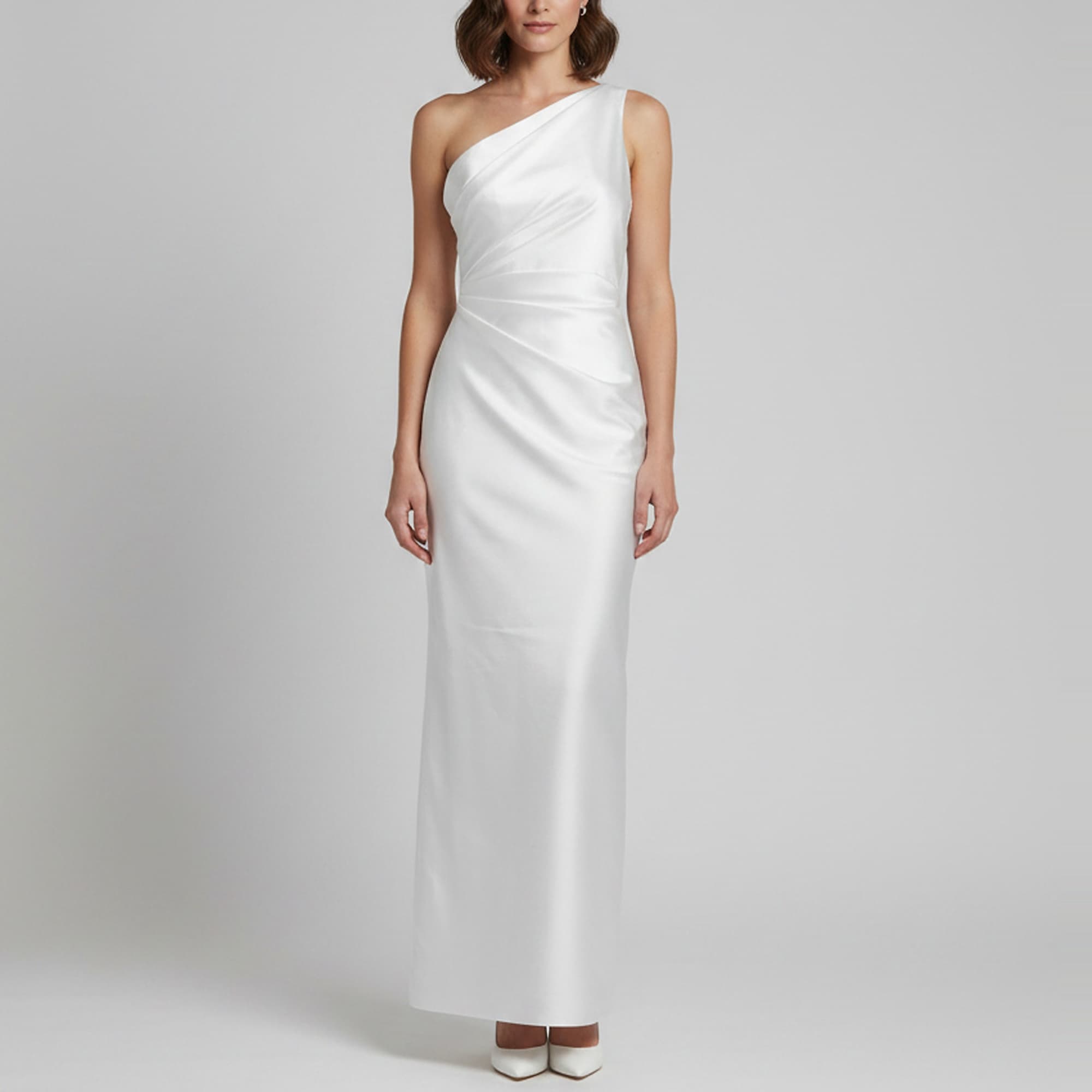 Solace London White Gabardine Slit Kira Maxi Dress S