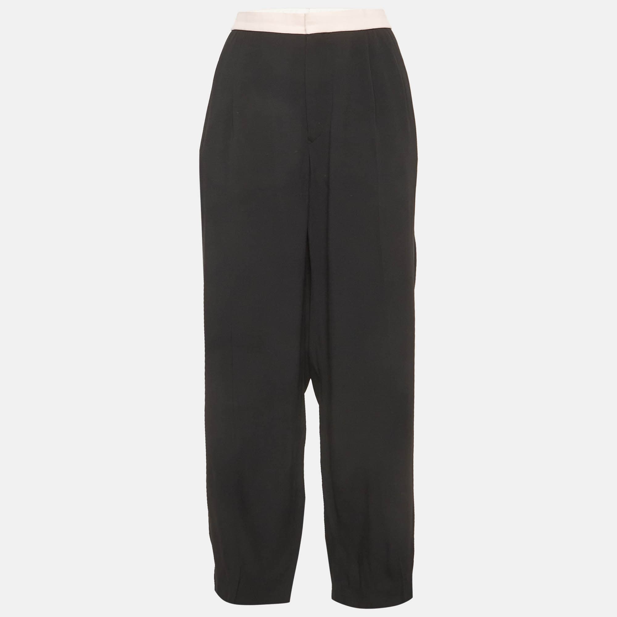 Sonia Rykiel Black Crepe Pleated Trousers L