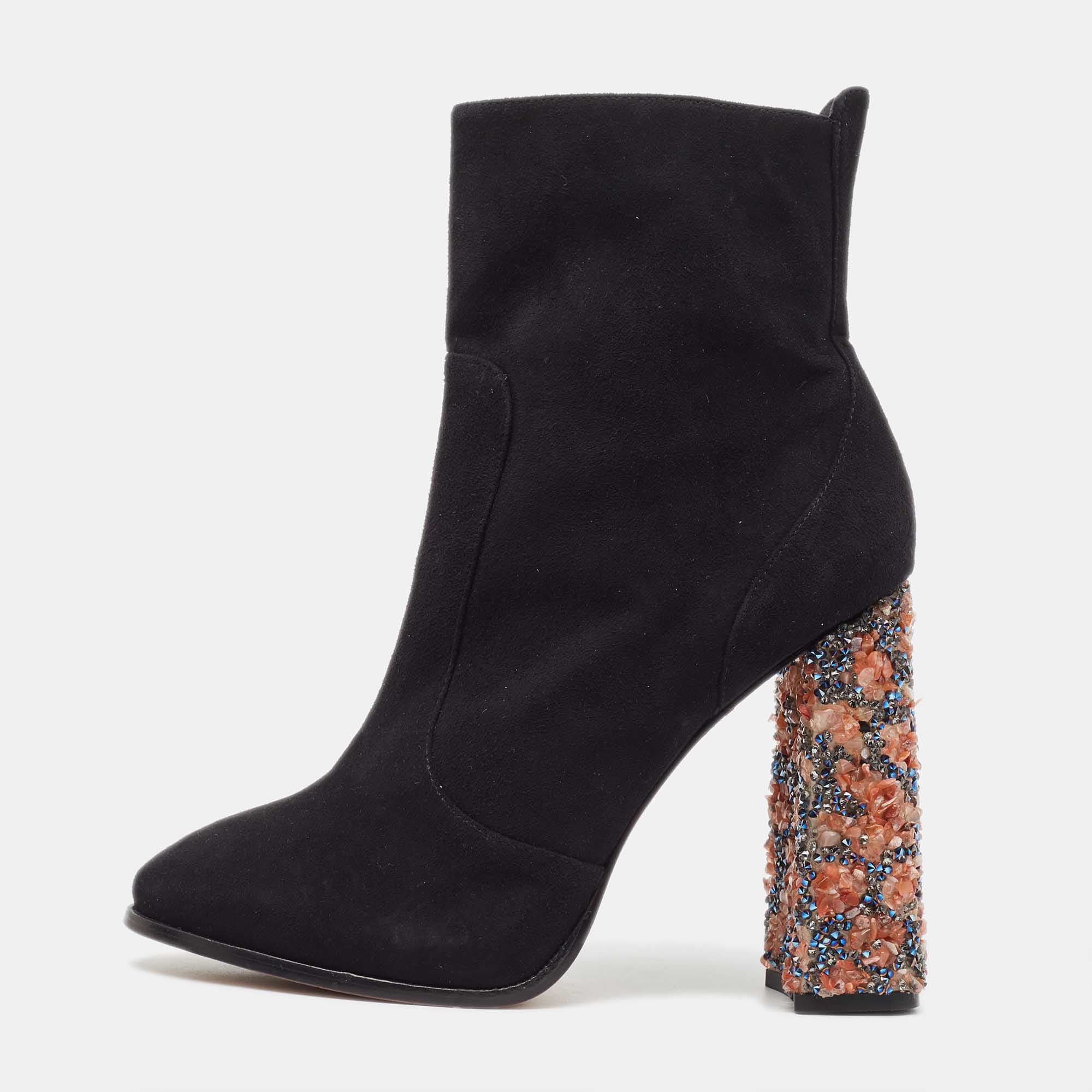 Sophia Webster Felicity Size 41.5 Black Suede Ankle Length Boots