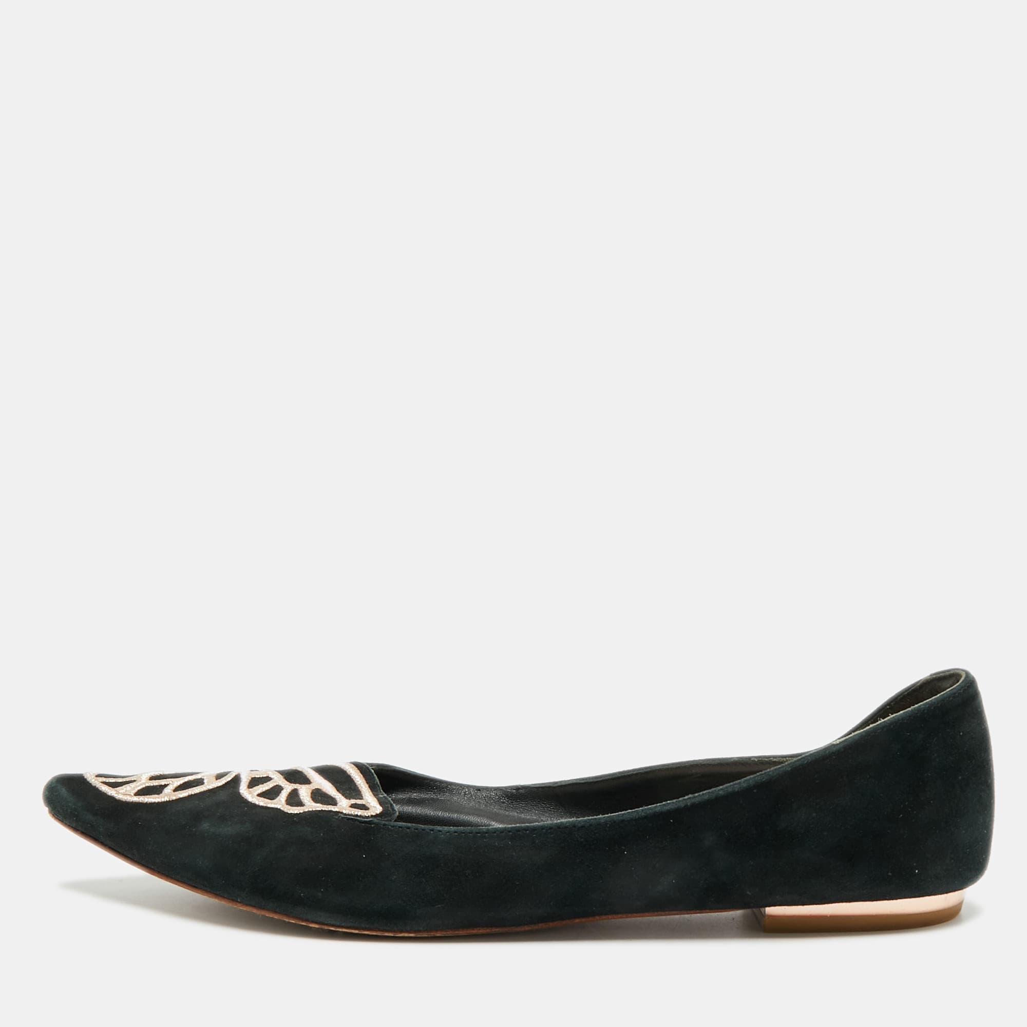 Sophia Webster Bibi Butterfly Size 40 Black Suede Smoking Slippers