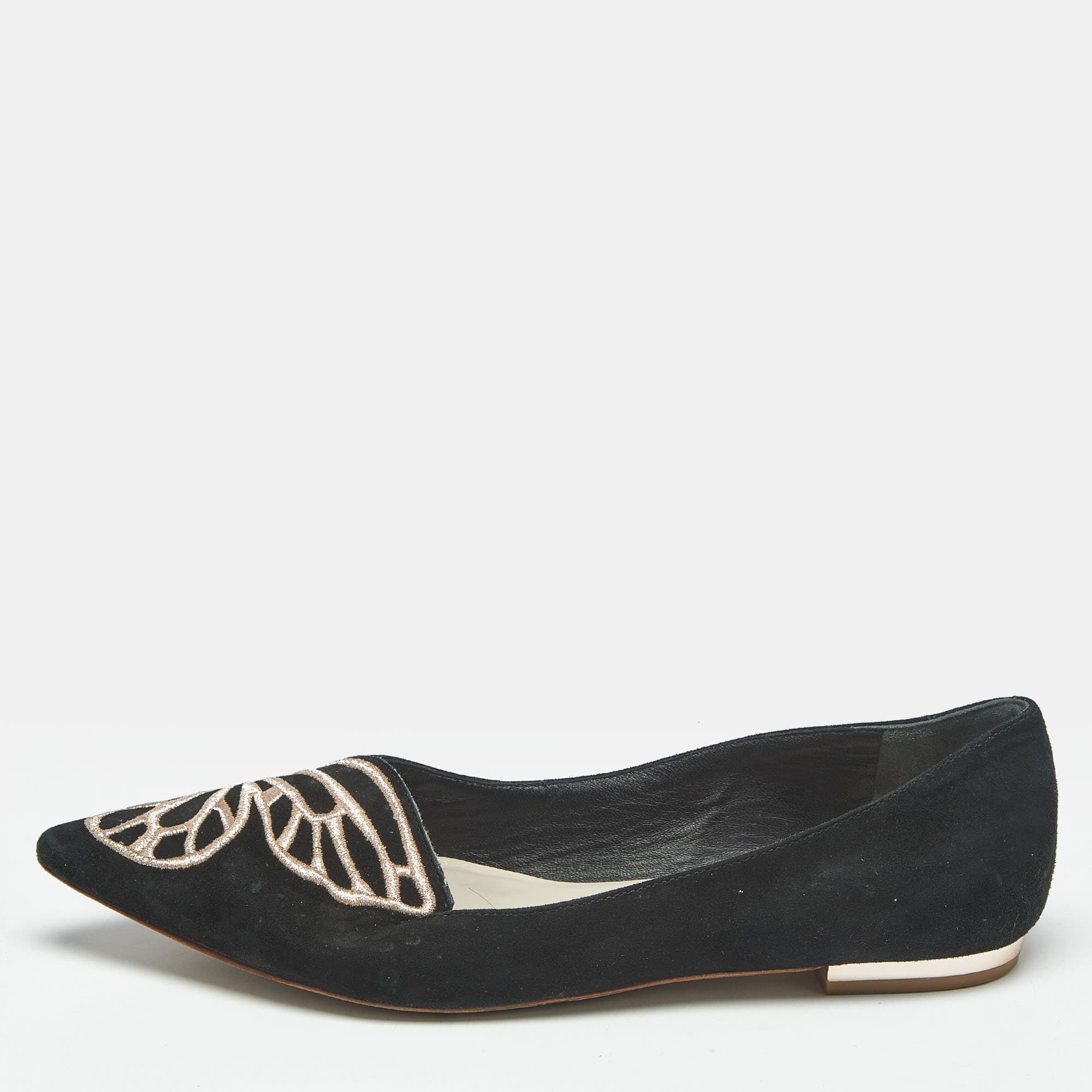 Sophia Webster Bibi Butterfly Size 38 Black Suede Smoking Slippers
