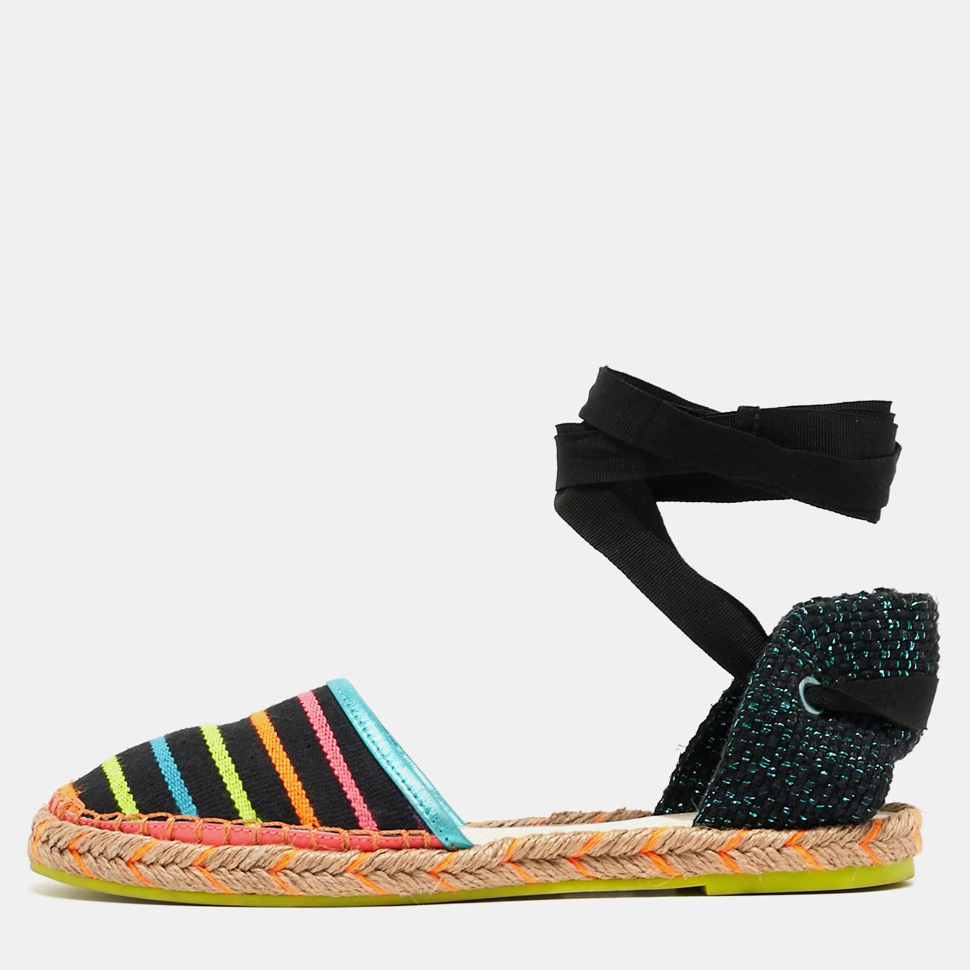 Sophia Webster Multicolor Fabric New Juana Ribbon Espadrille Flats Size 37