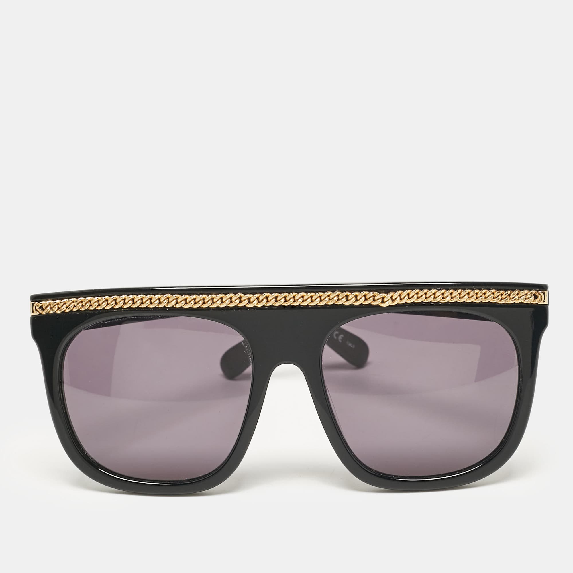 Stella McCartney Black Falabella Chain Square Sunglasses