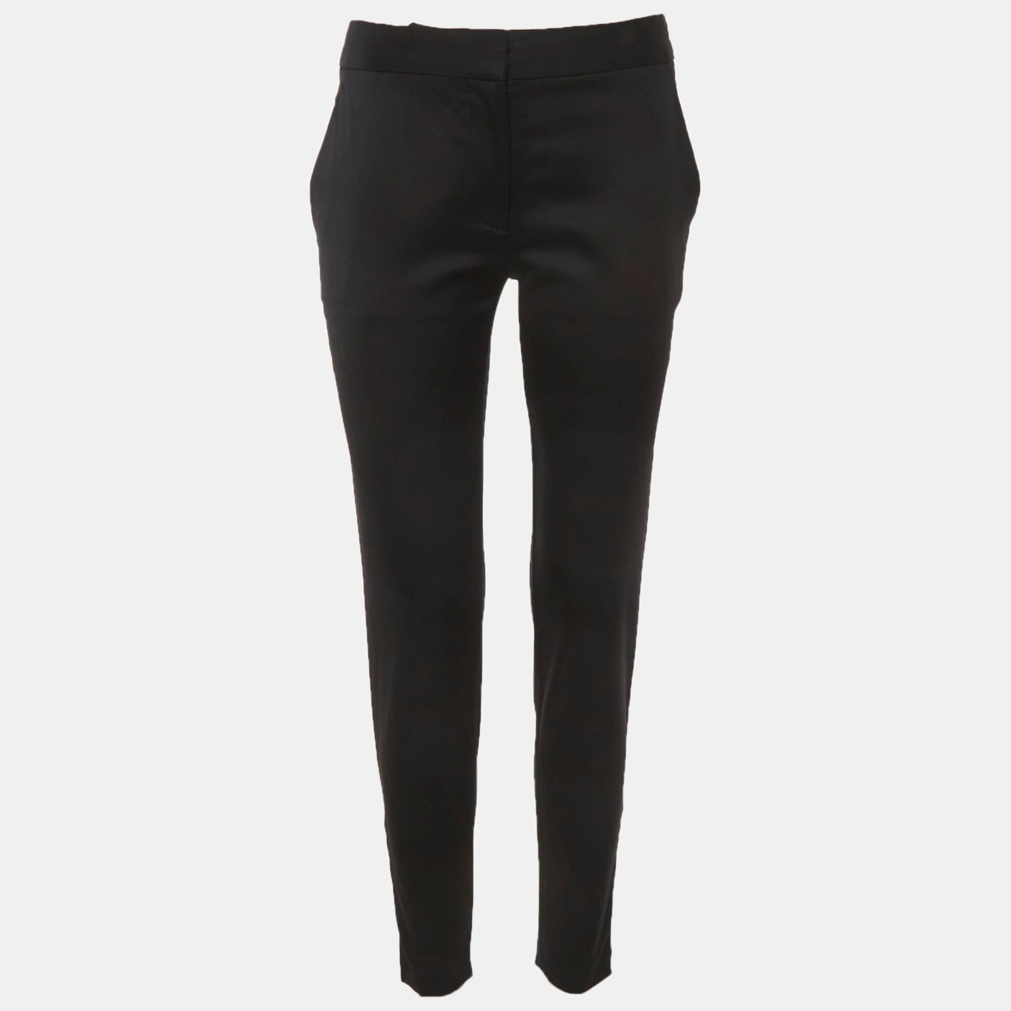 Stella McCartney Black Gabardine Slim Fit Trousers S