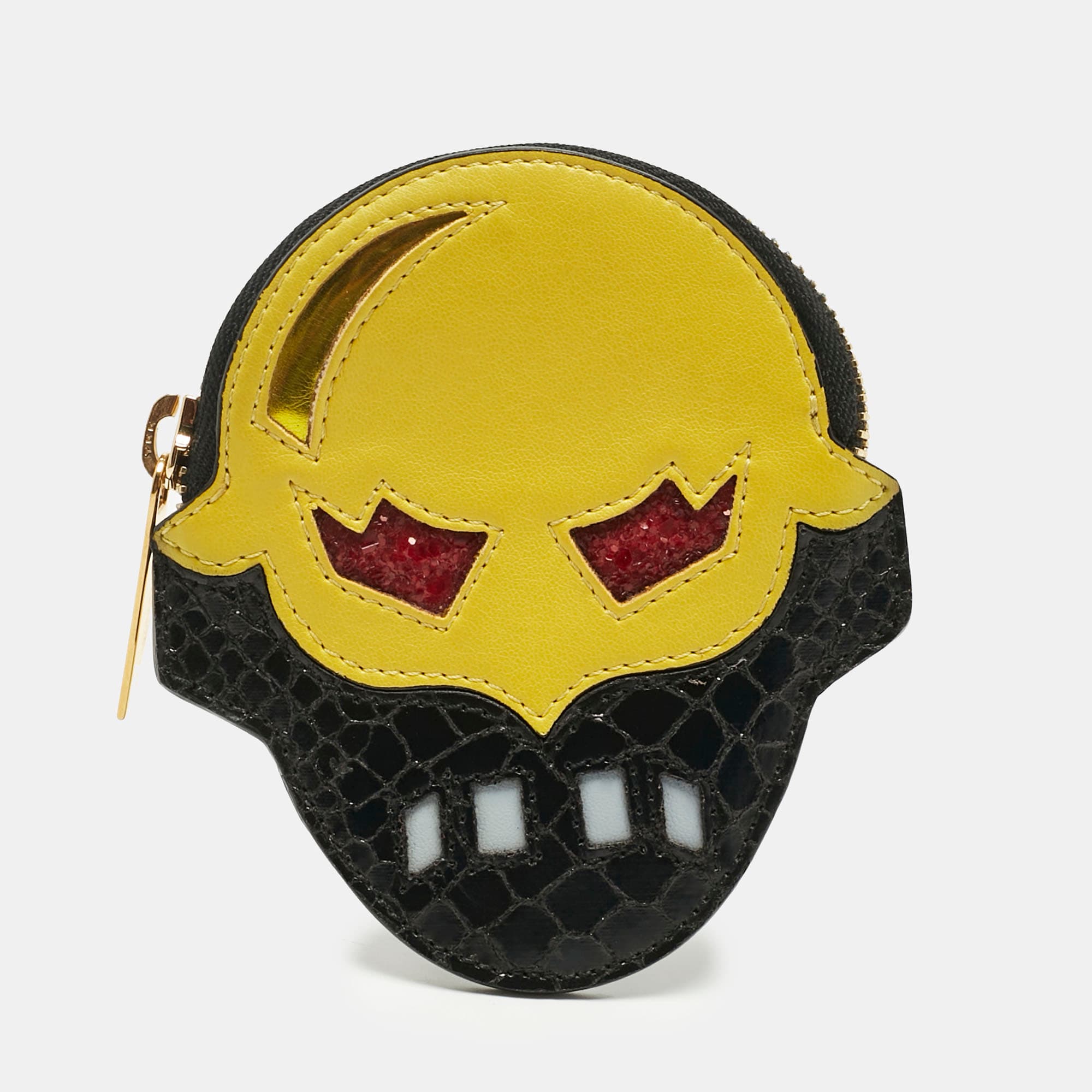 Stella McCartney Black/Yellow Faux Snakeskin Leather Superhero Coin Purse