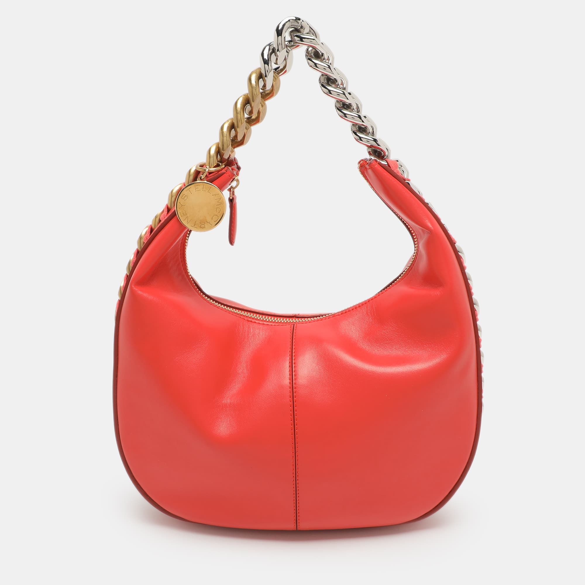 Stella McCartney Frayme Small Orange Faux Leather Hobo