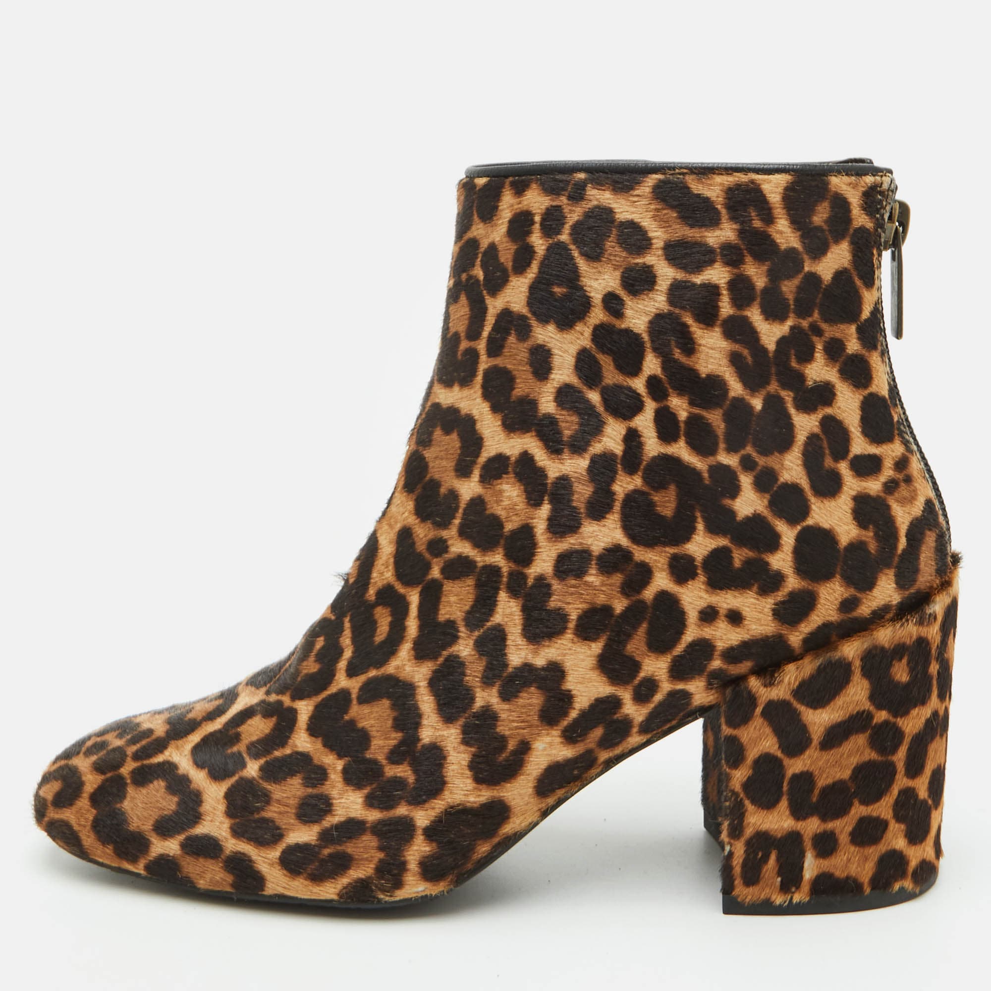 Stuart Weitzman Size 36.5 Brown Leopard Print Calf Hair Ankle Length Boots