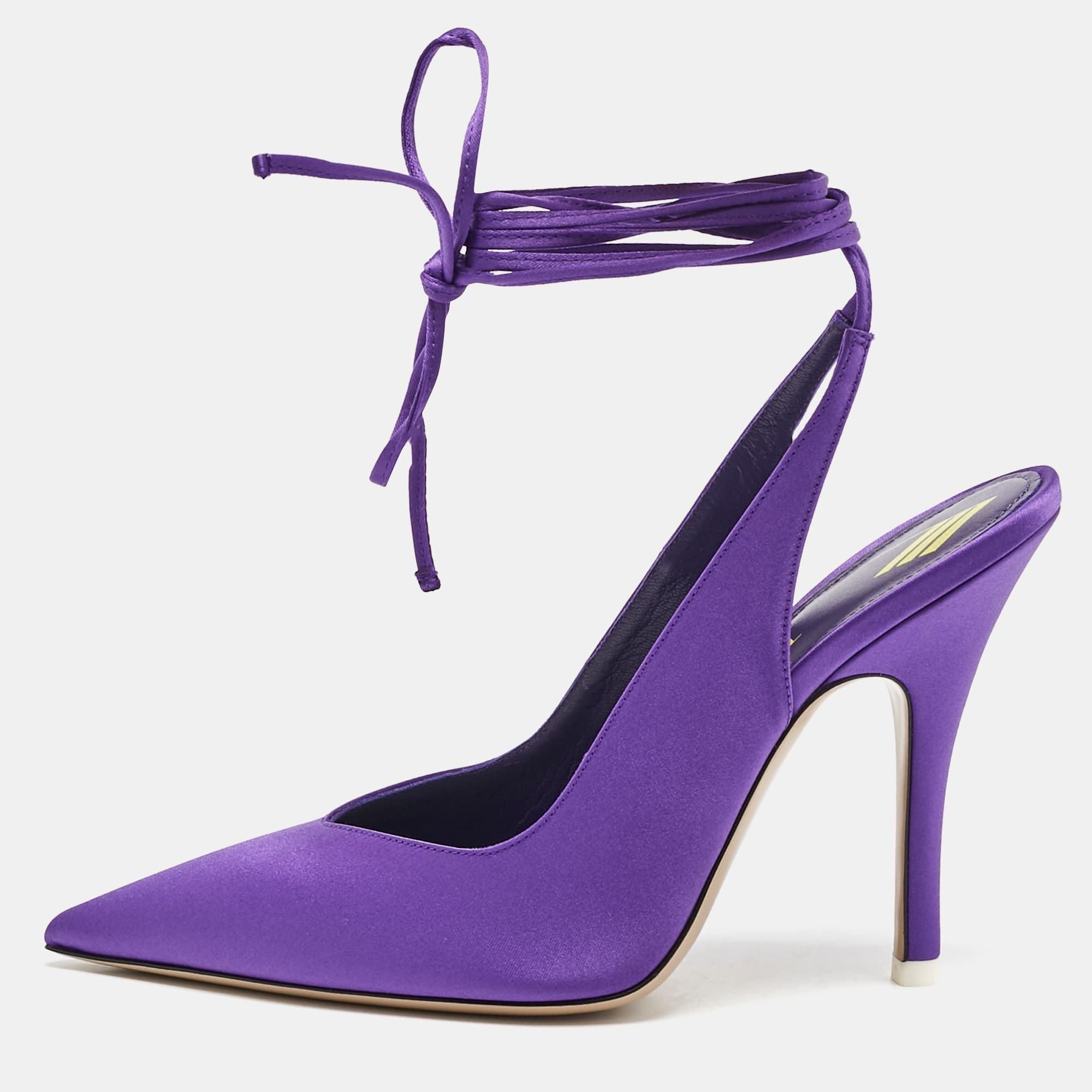 The Attico Violet Satin Venus Ankle Wrap Pumps Size 38