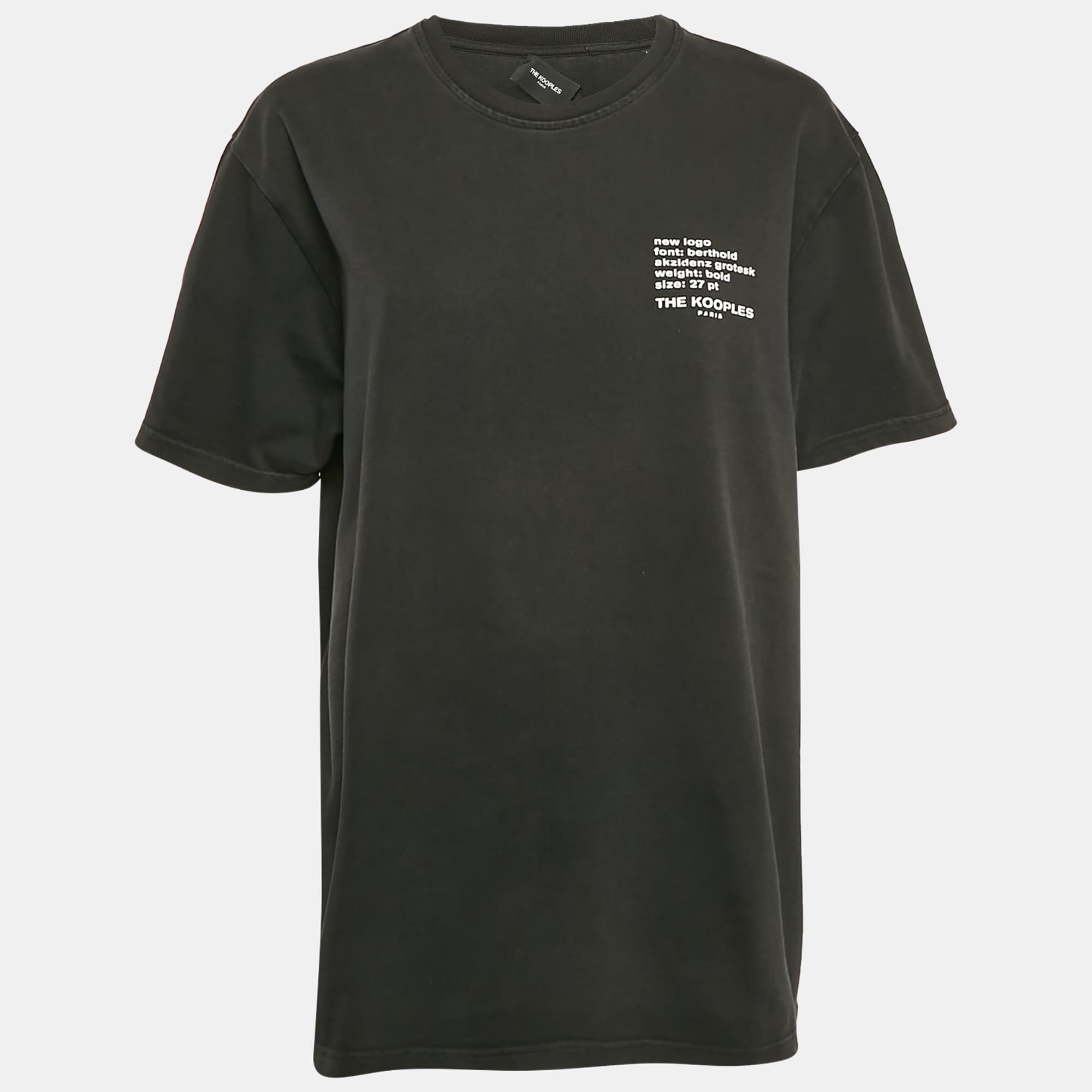 The Kooples Black Logo Print Jersey Crew Neck T-Shirt L