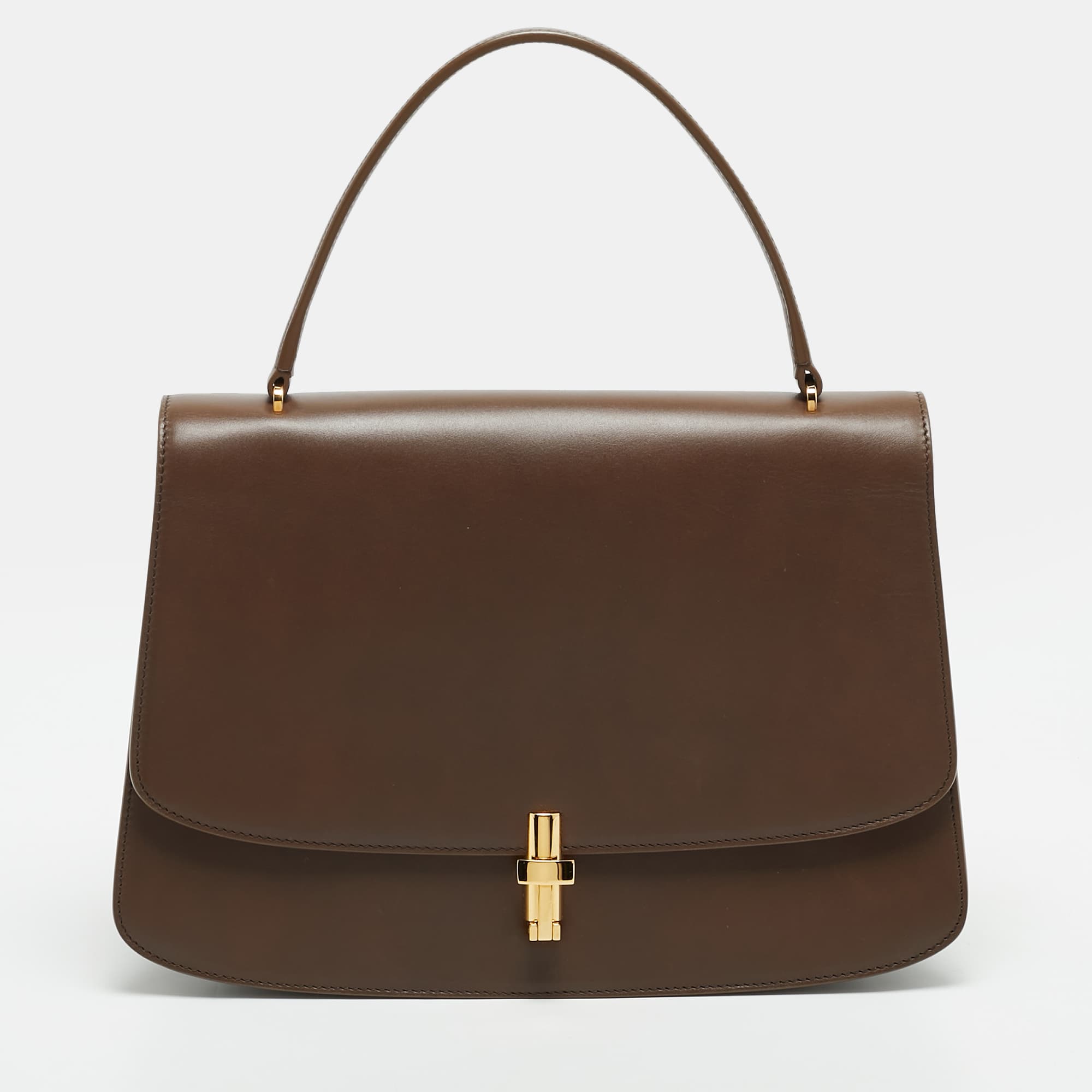 The Row Sofia 11.75 Brown Leather Top Handle Bag