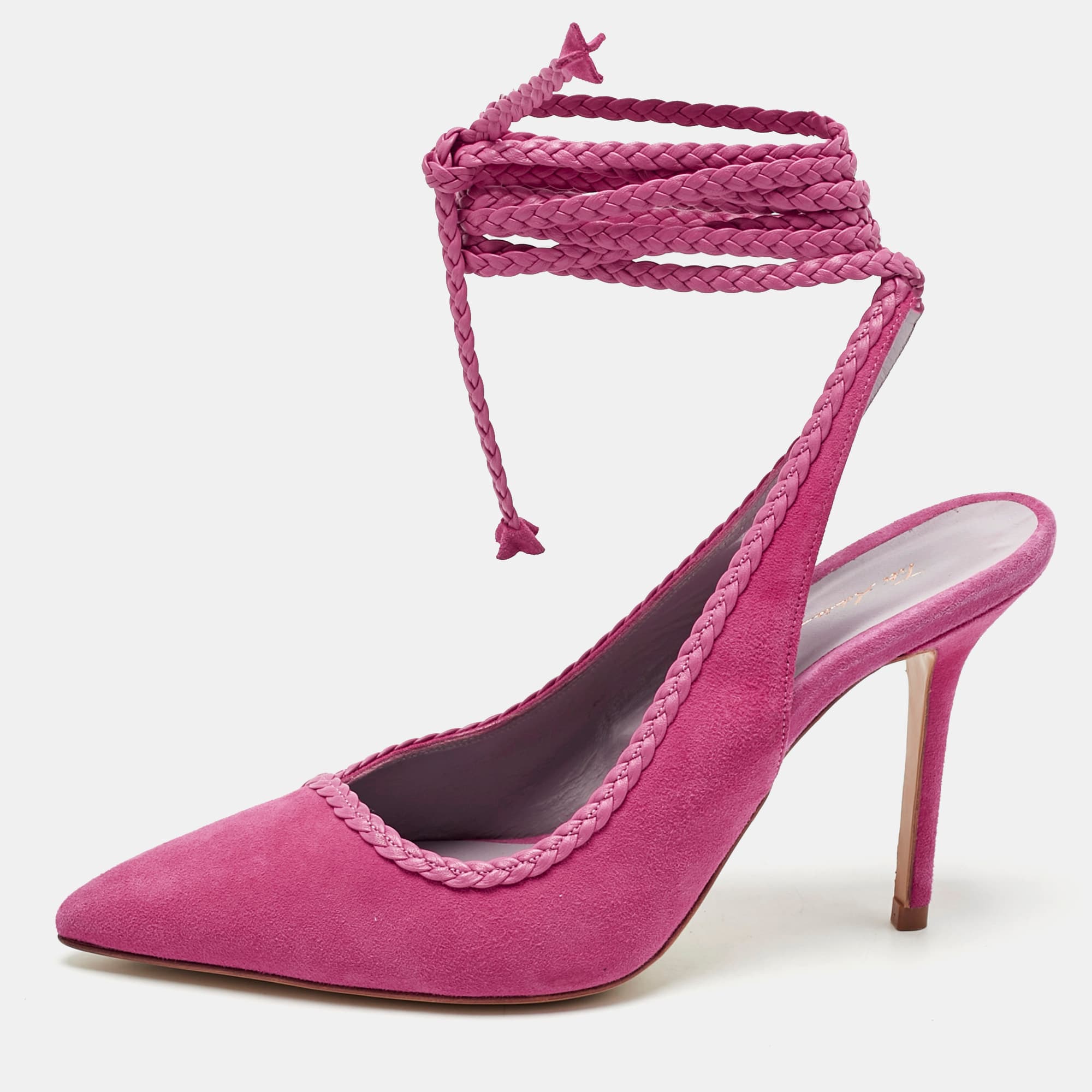 Titi Adesa Pink Suede Didi Ankle Wrap Pumps Size 38