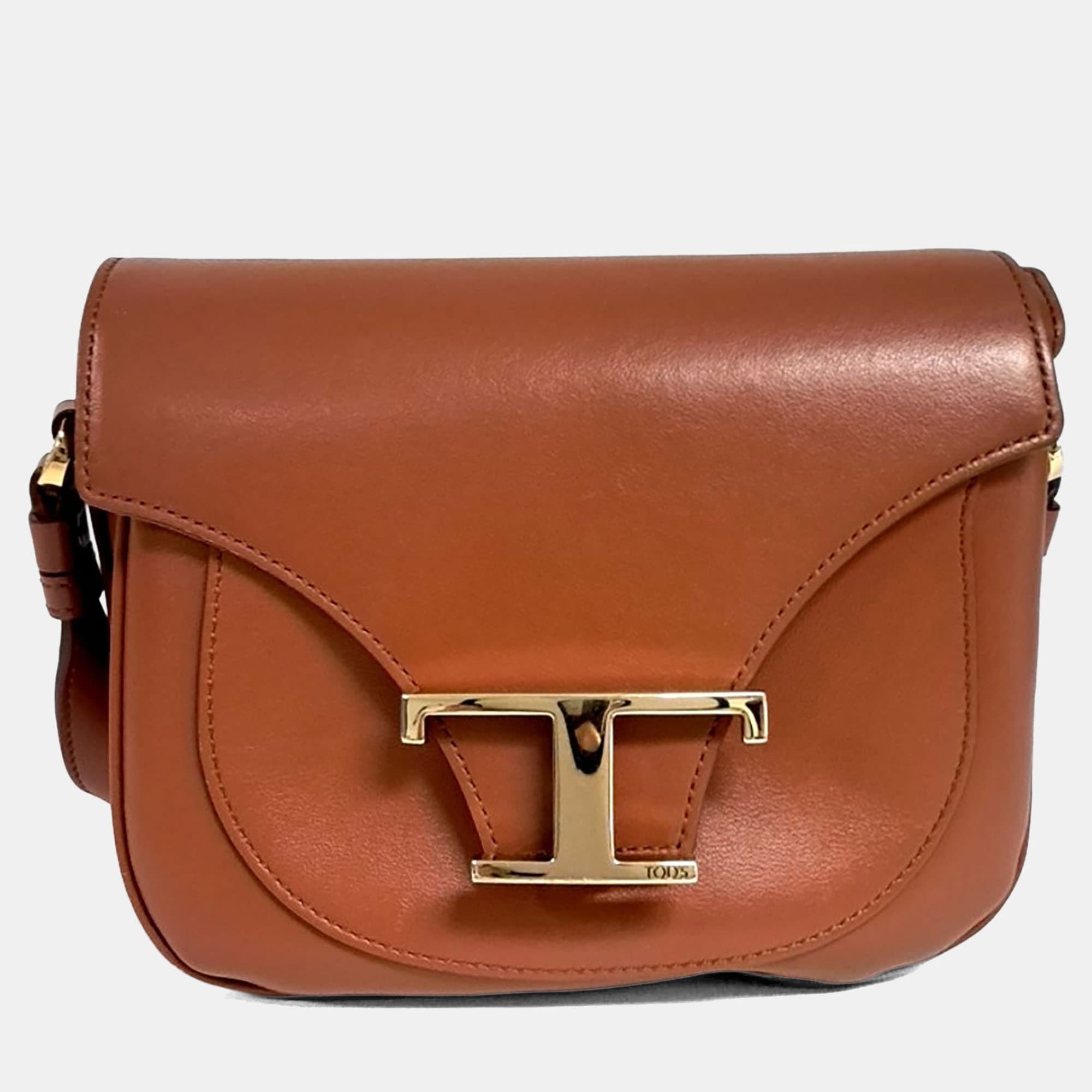Tod's Brown Leather Timeless T-Back Micro