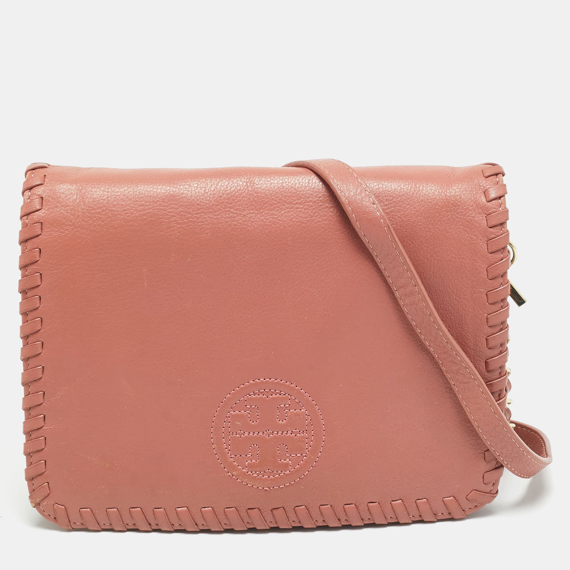 Tory Burch Marion Old Rose Leather Shoulder Bag