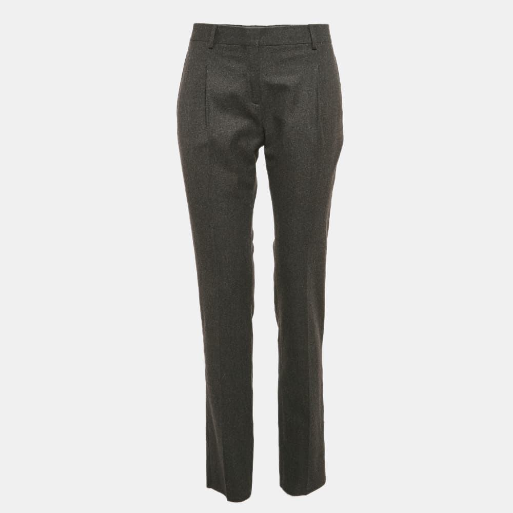 Valentino Charcoal Grey Felt Wool Tapered Trousers S