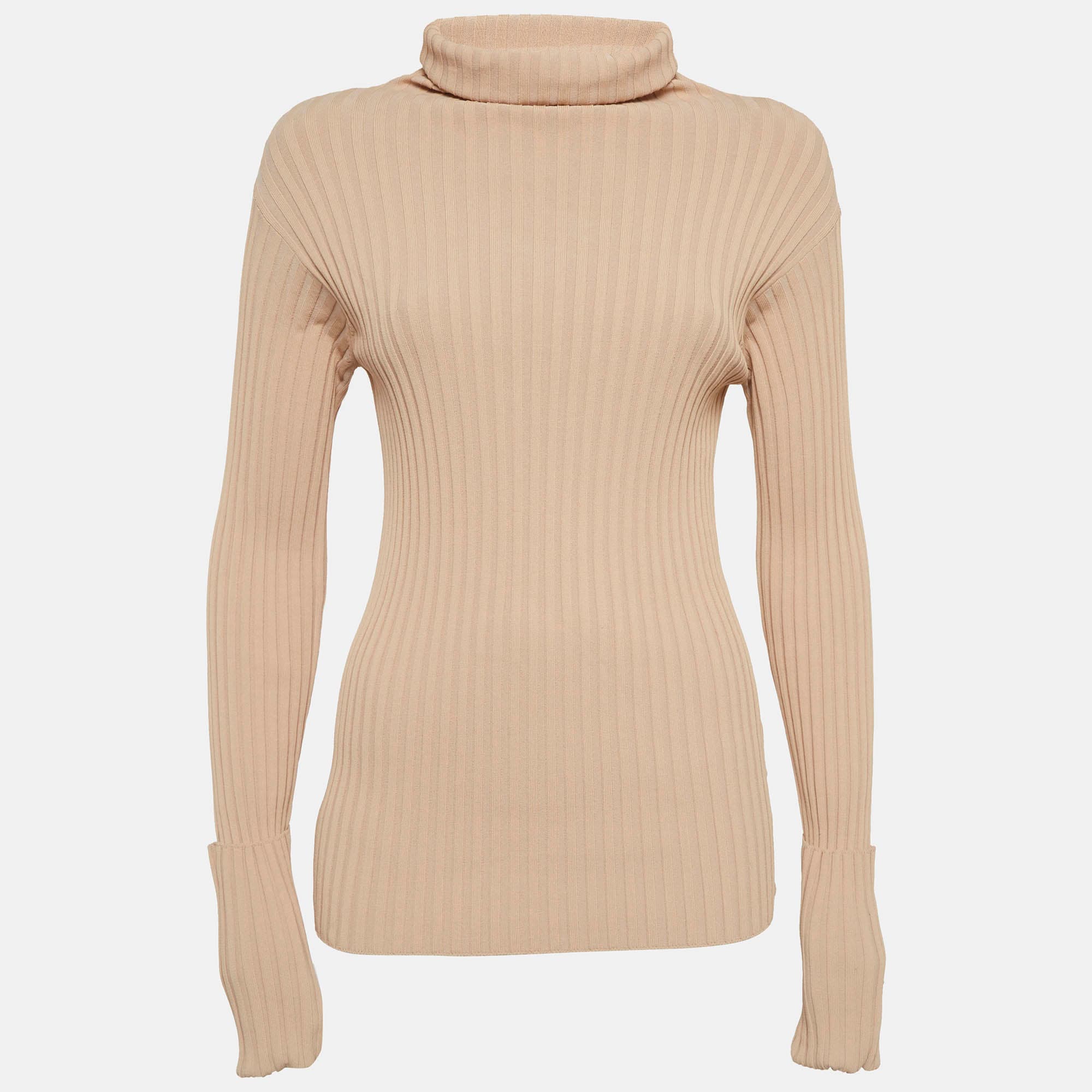 Valentino Beige Knitted Turtleneck Knitwear M