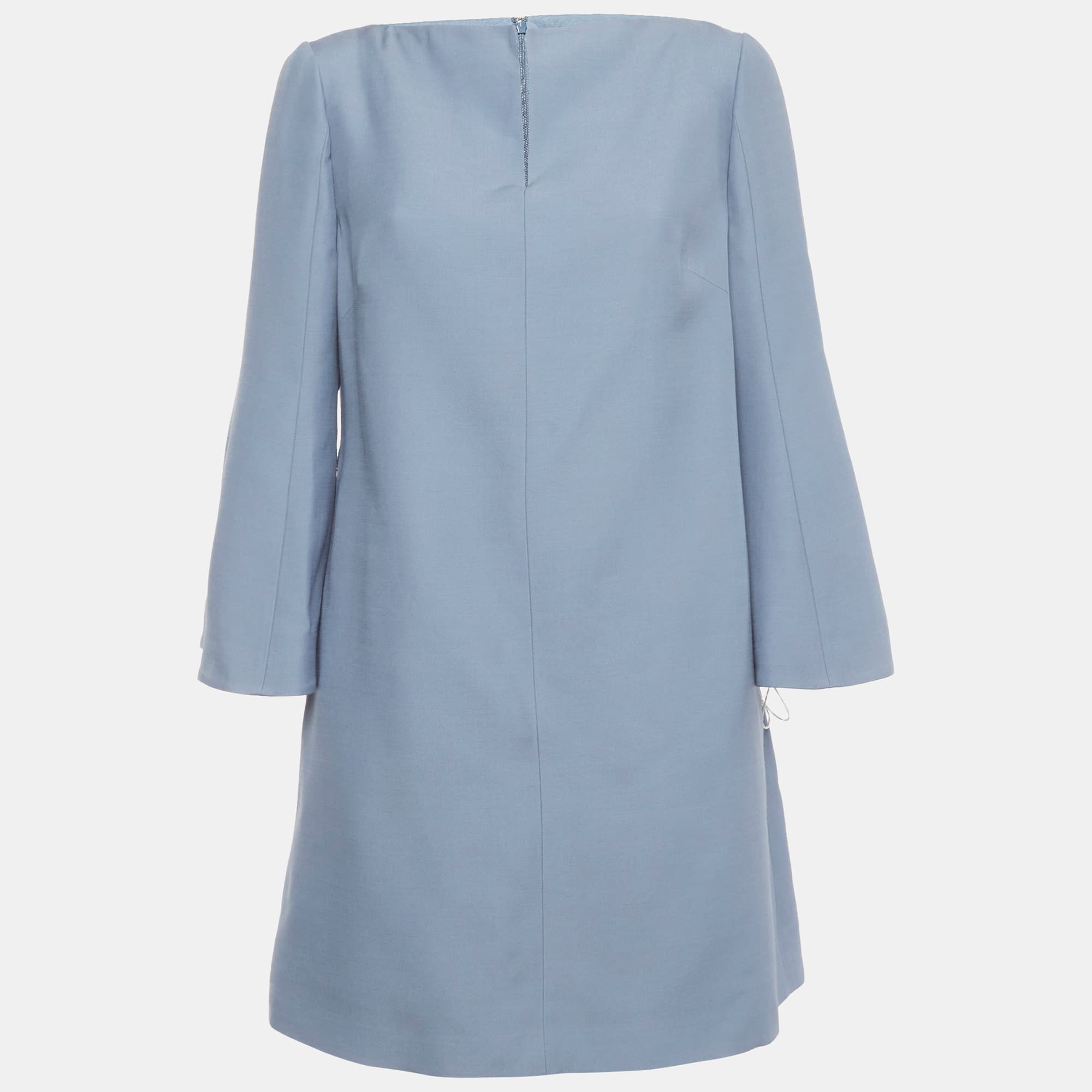 Valentino Blue Silk Blend Mini Dress L