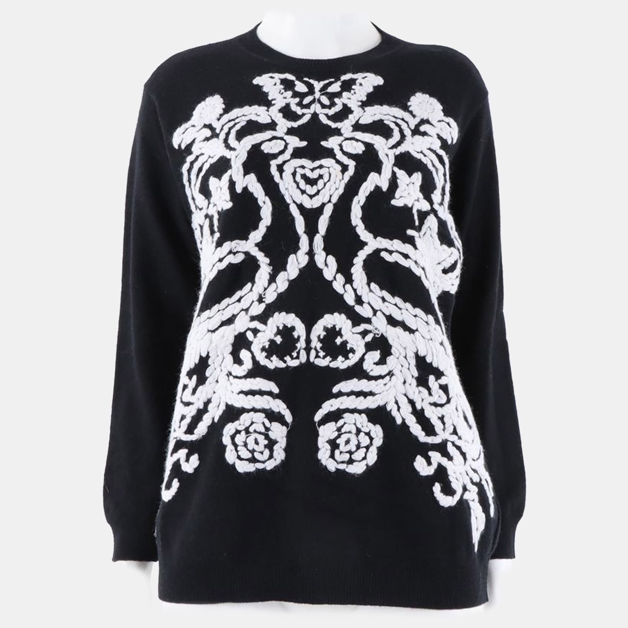 Valentino Black/White Wool Long Sleeved Knit Size S