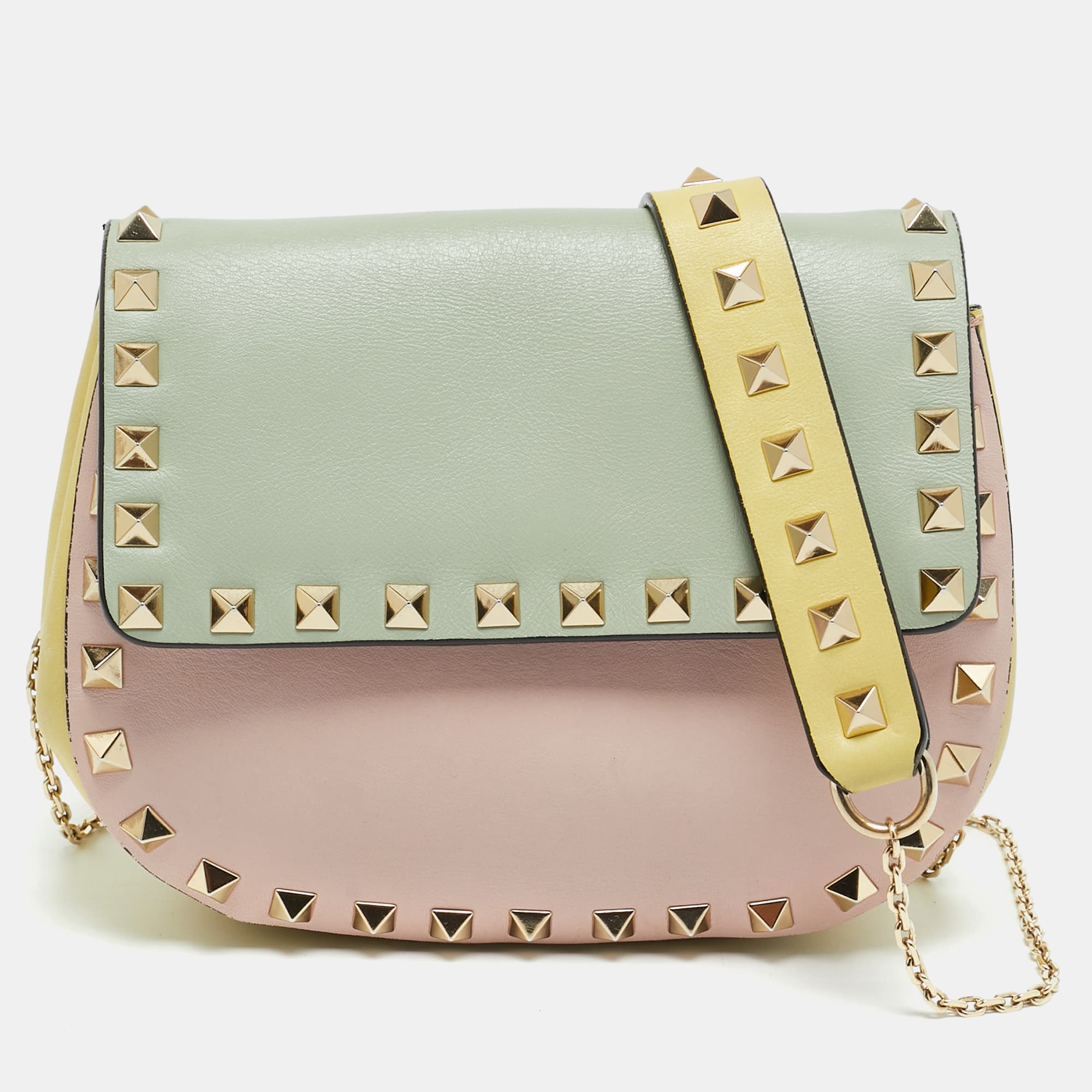 Valentino Rockstud Multicolor Leather Chain Crossbody Bag