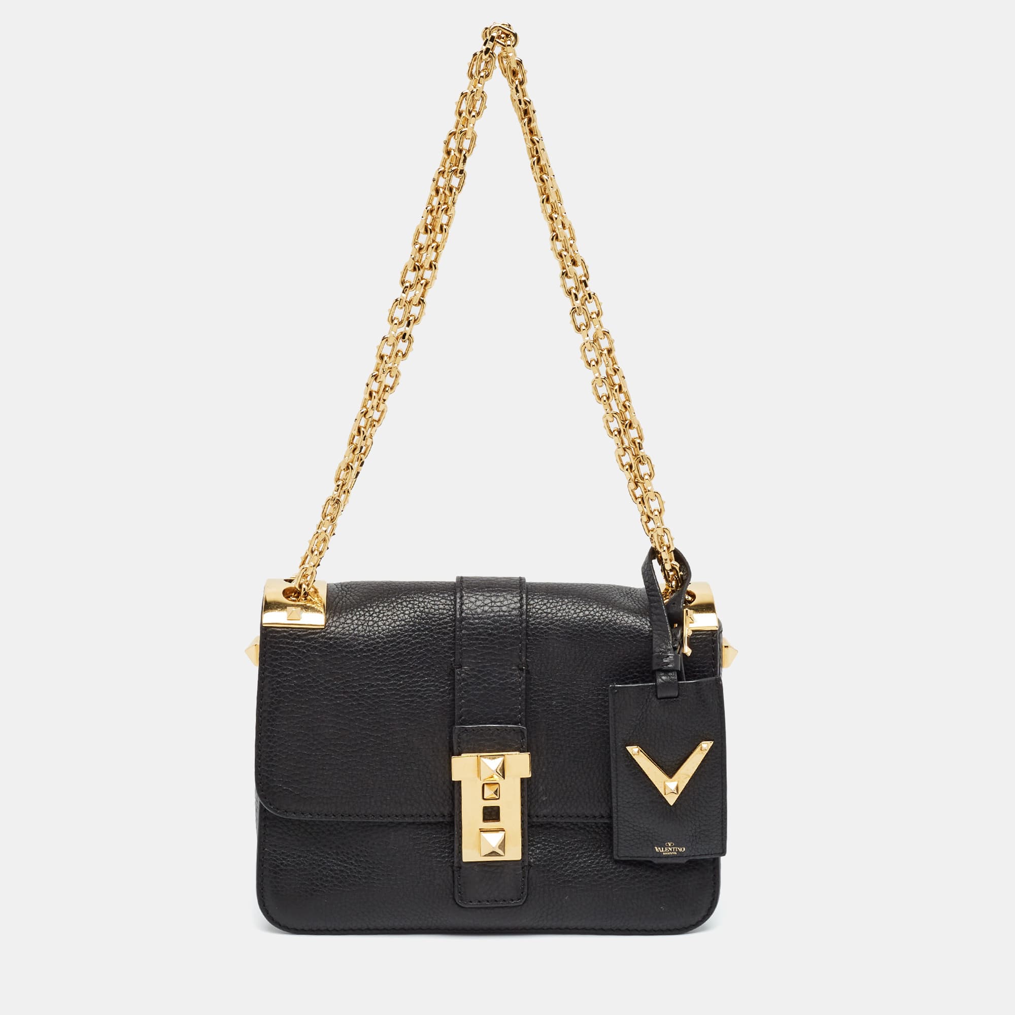 Valentino B-Rockstud Black Leather Shoulder Bag