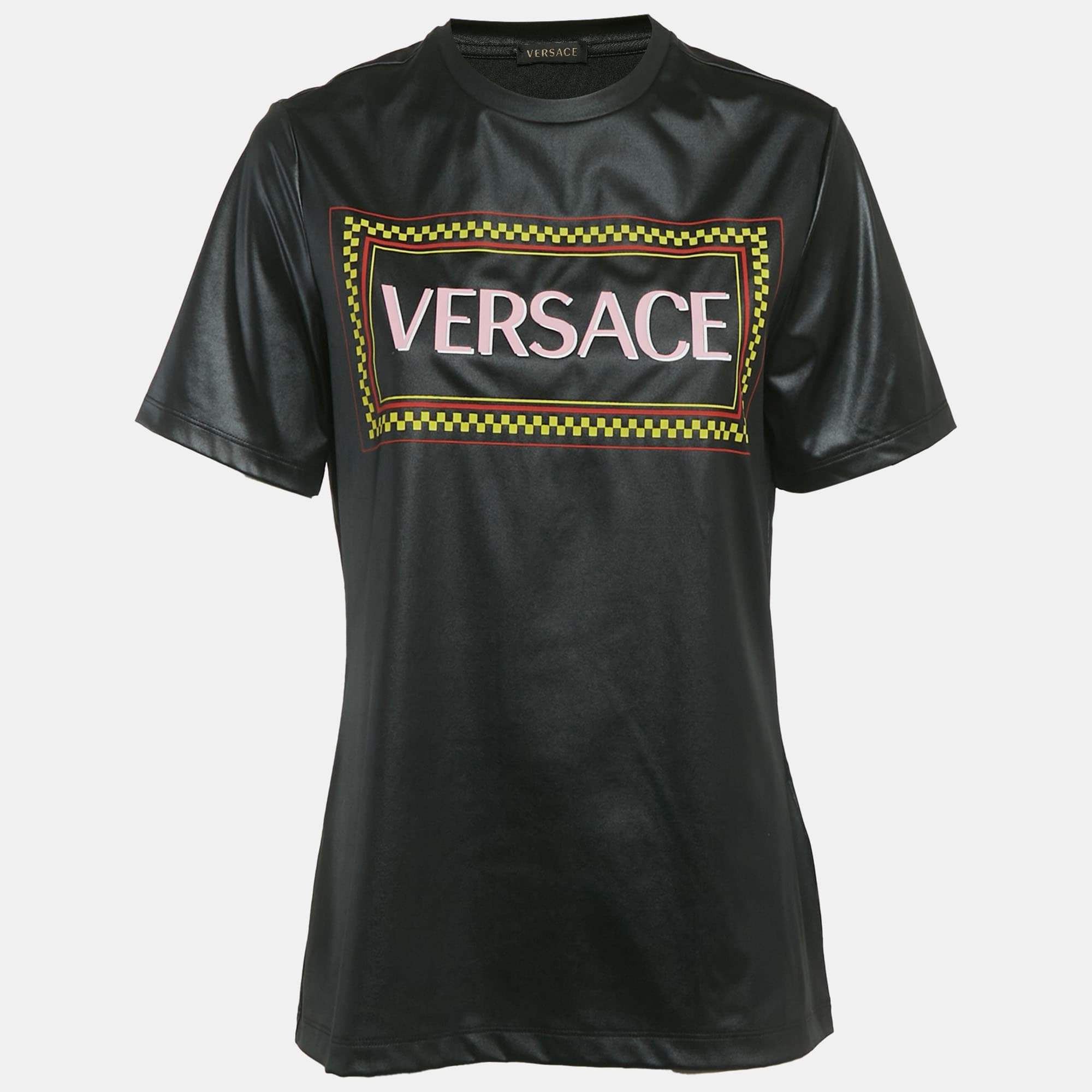 Gianni Versace Black Graphic Logo Detail Jersey T-Shirt S