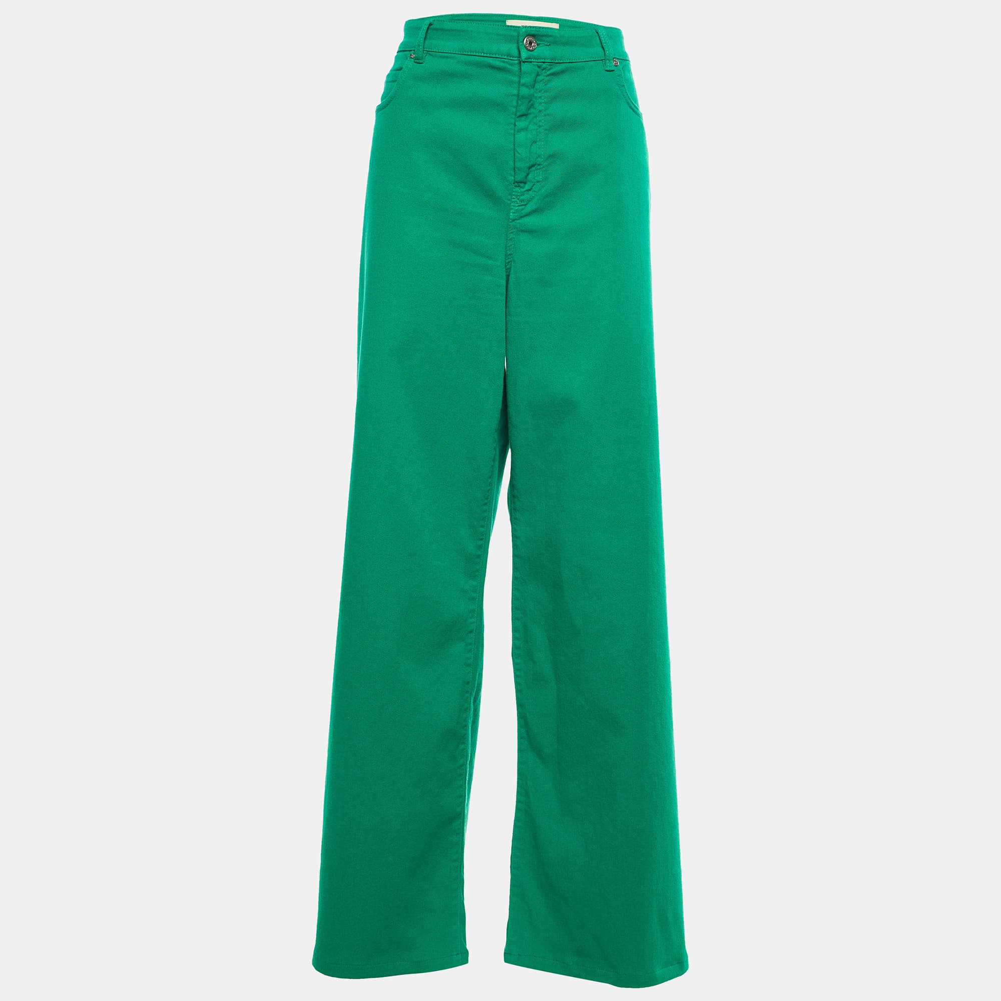 Weekend Max Mara Green Denim Wide-Leg Jeans XS Waist 34''