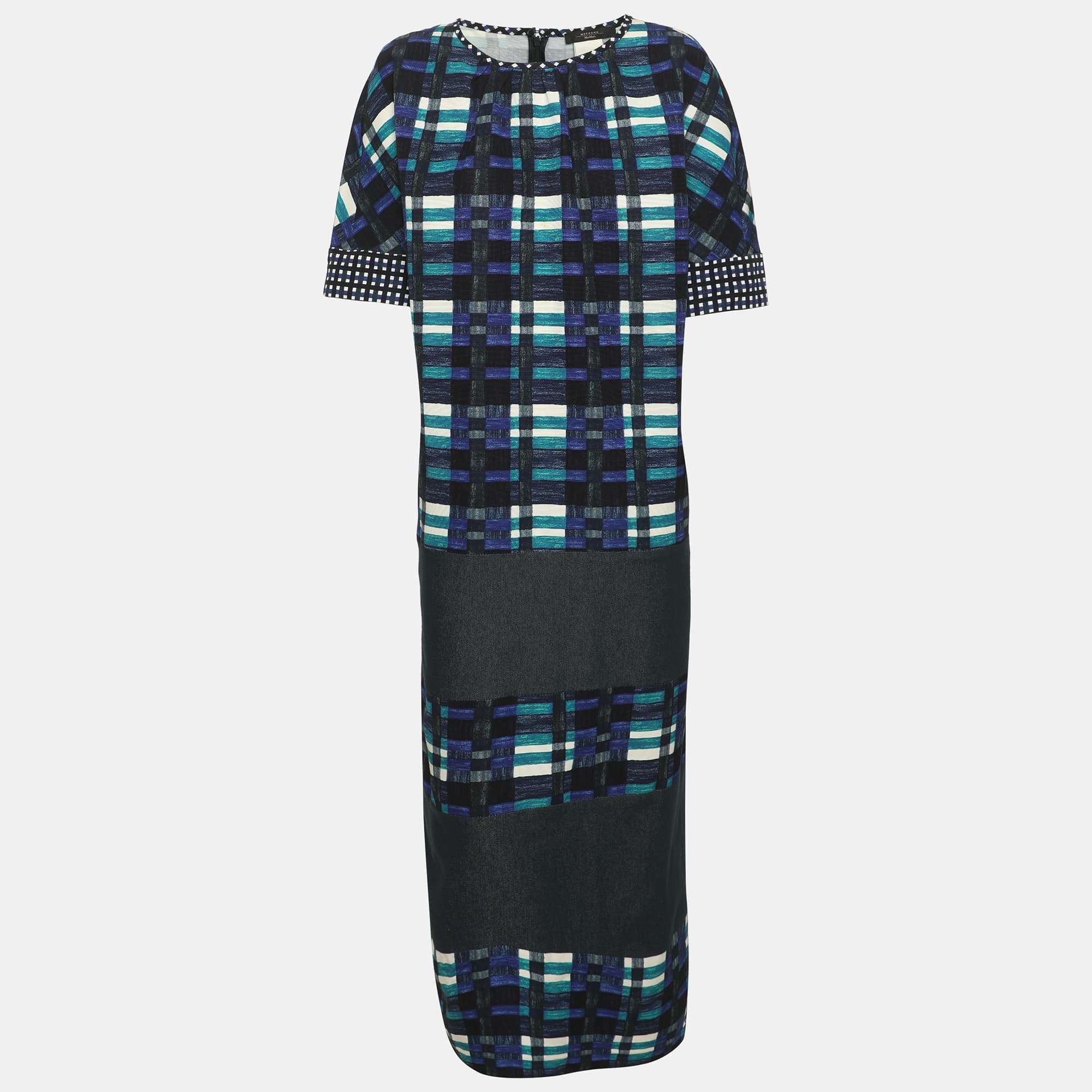 Weekend Max Mara Multicolor Plaid Cotton Blend Geometric Print Shift Dress M
