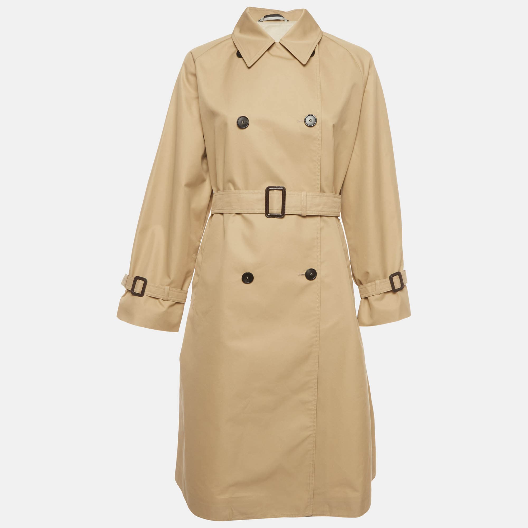 Weekend Max Mara Beige Gabardine Double Breasted Trench Coat M