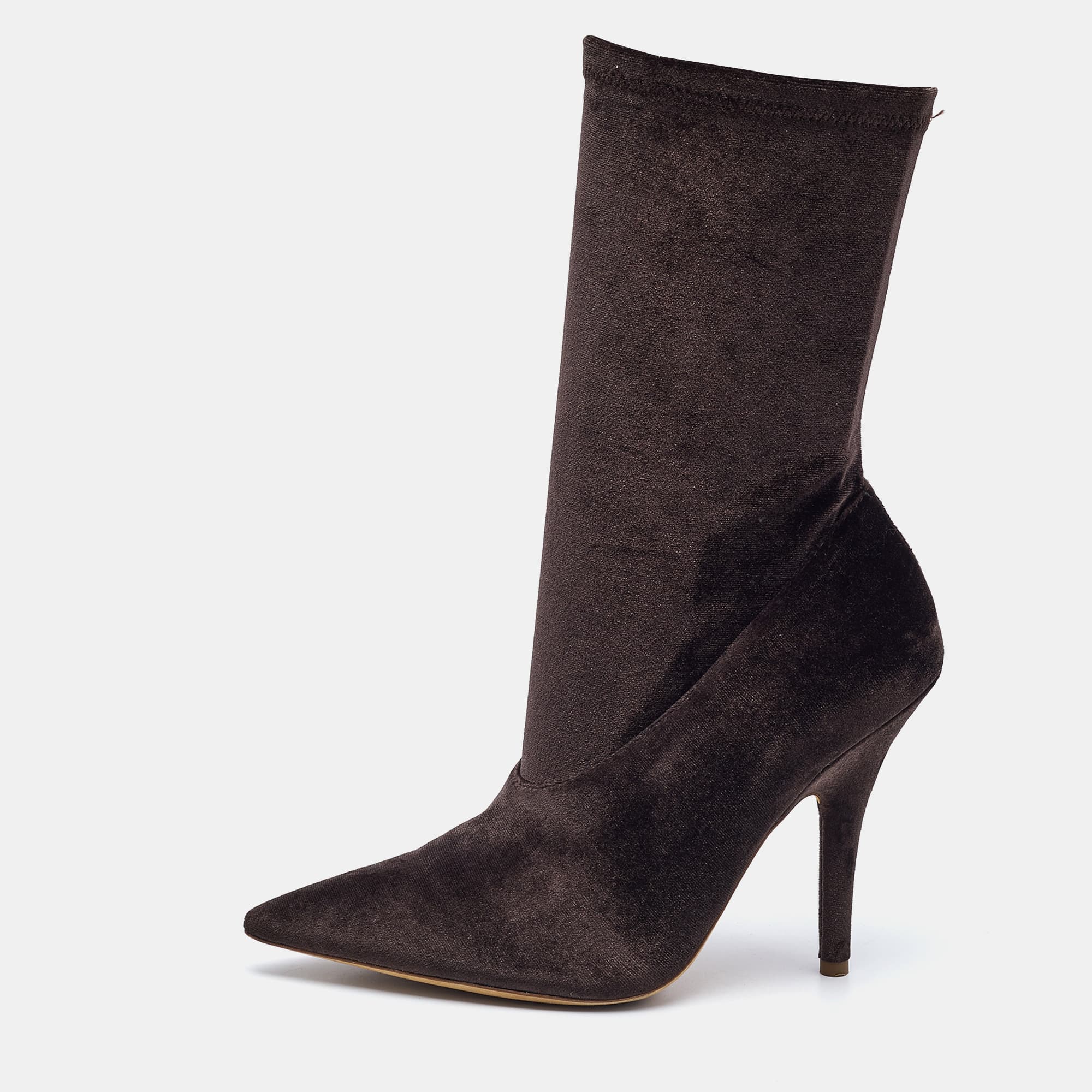 Yeezy Brown Velvet Season 5 Mid Calf Boots Size 38