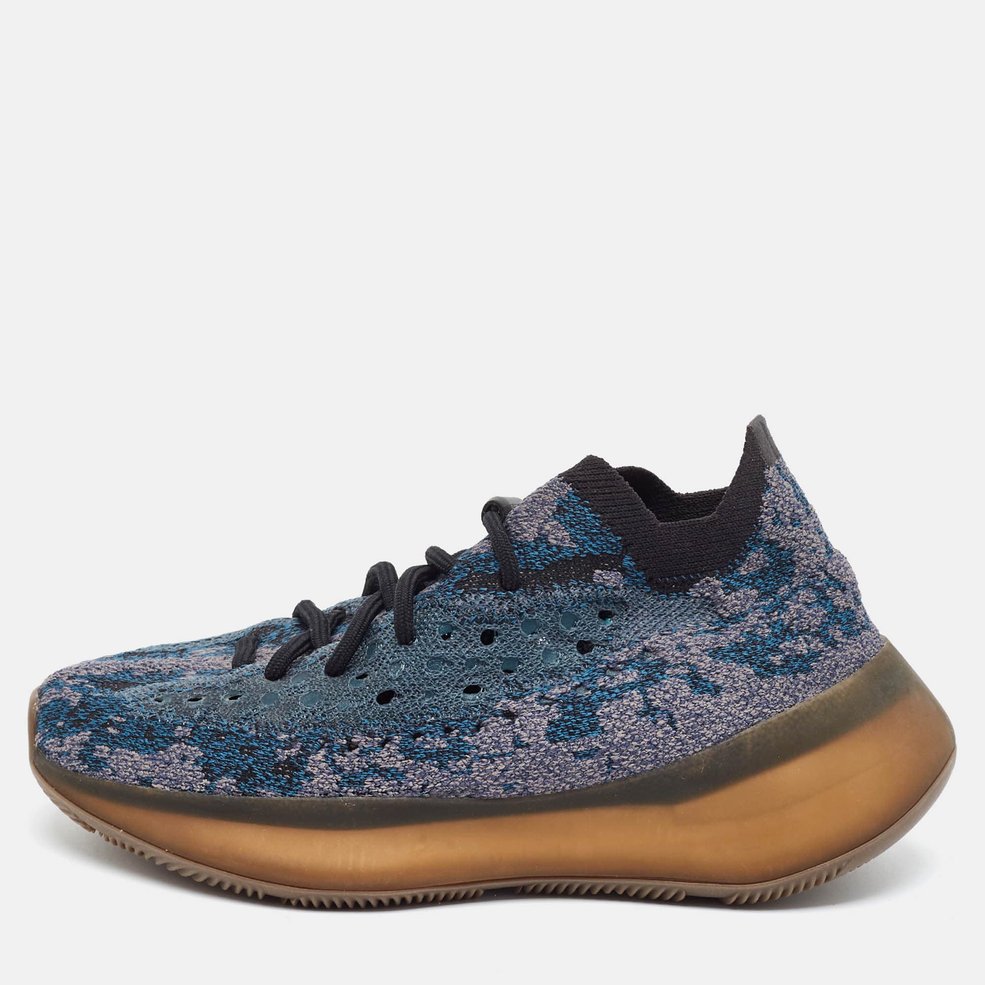Yeezy x Adidas Boost 380 'Covellite' Size 38 Blue/Grey Knit Fabric Low Top Sneakers