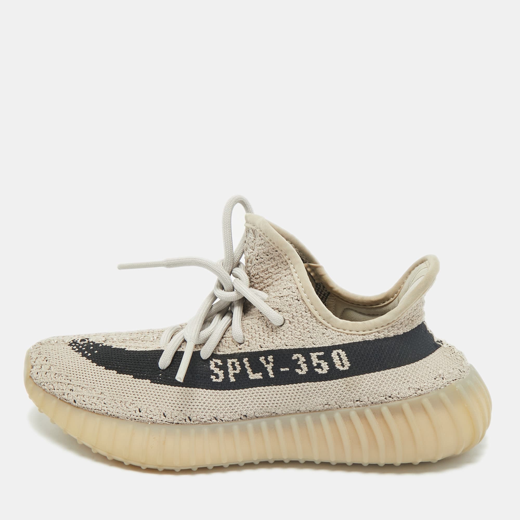 Yeezy x Adidas White Fabric Boost 350 V2 Slate Core Sneakers Size 37 2/3