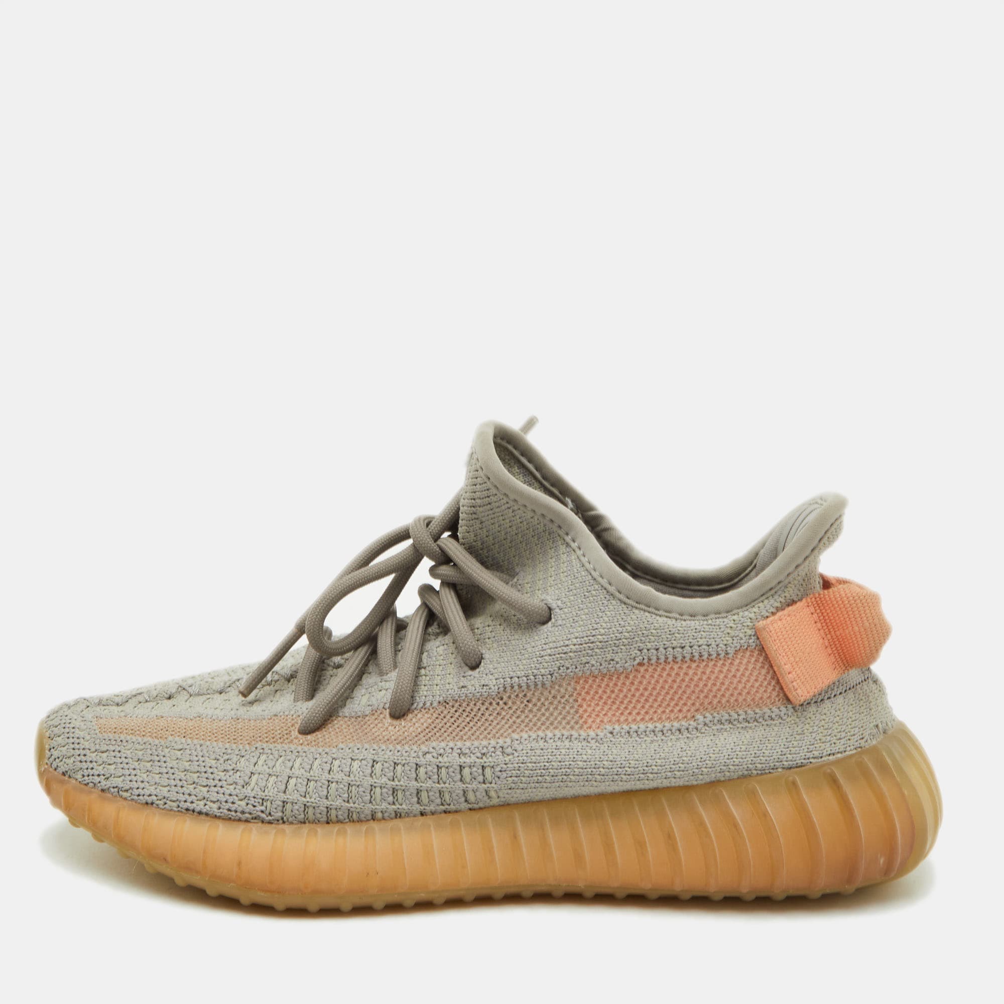 Yeezy x Adidas True Form Boost 350 V2 Size 37 1/3 Grey Knit Fabric Lace Up Sneakers