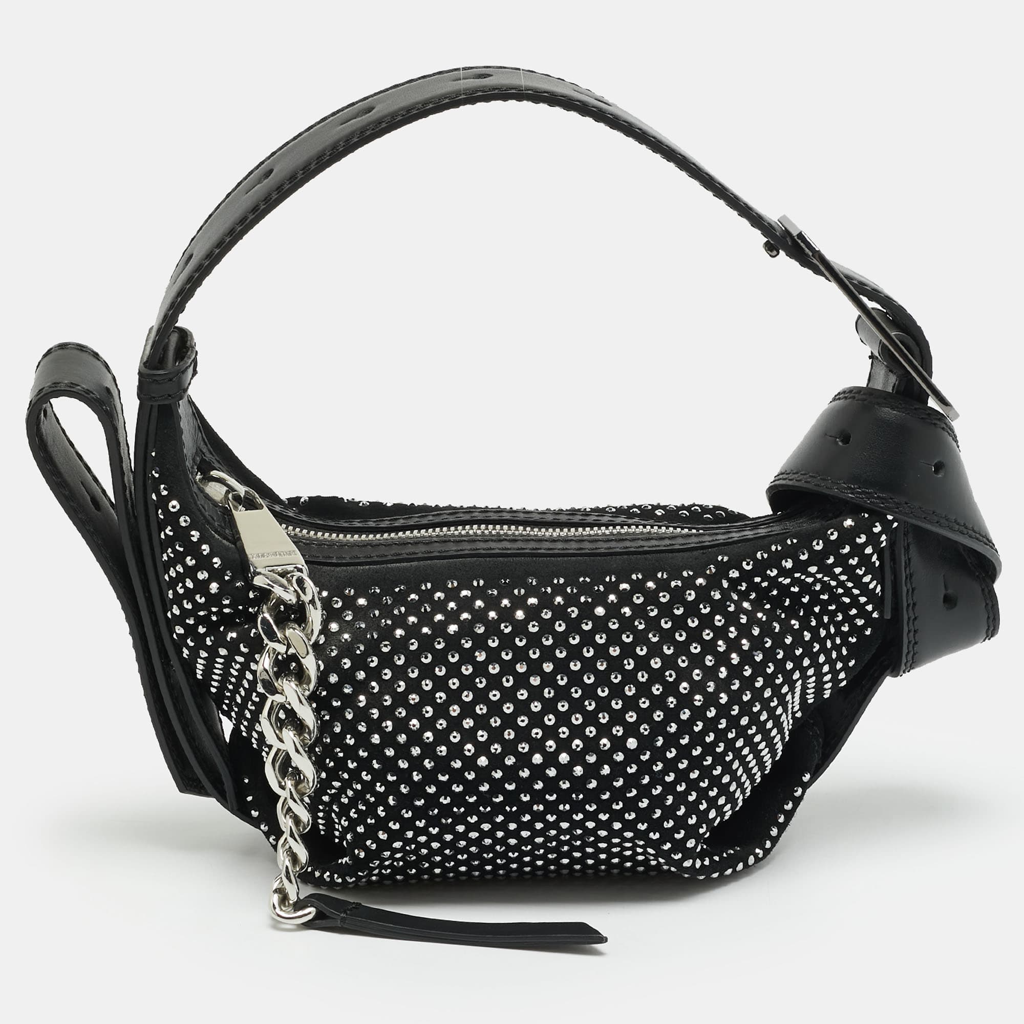 Zadig & Voltaire Le Cecilia Strass XS Black Suede Bag