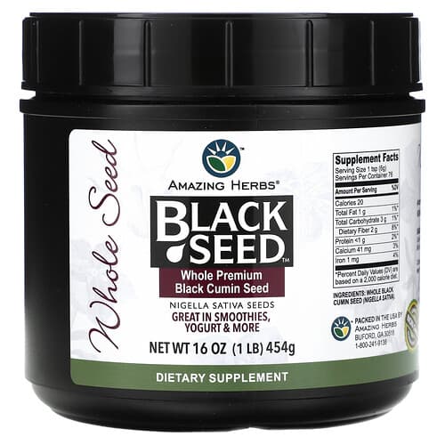 Amazing Herbs Black Seed Whole Premium Black Cumin Seed 16 oz (454 g)