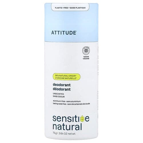 ATTITUDE Sensitive Natural Deodorant Unscented 2.64 oz (75 g)
