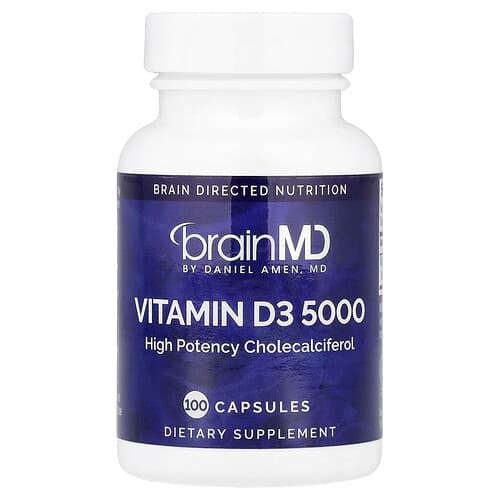 BrainMD Vitamin D3 5000 100 Capsules (125 mcg (5 000 IU) per Capsule)
