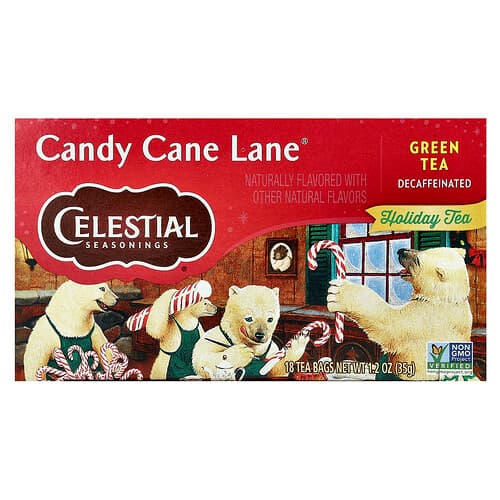 Celestial Seasonings Holiday Green Tea Candy Cane Lane® Decaf 18 Tea Bags 1.2 oz (35 g)