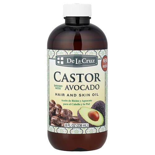 De La Cruz Hair and Skin Oil Castor Infused with Avocado 8 fl oz (236 ml)