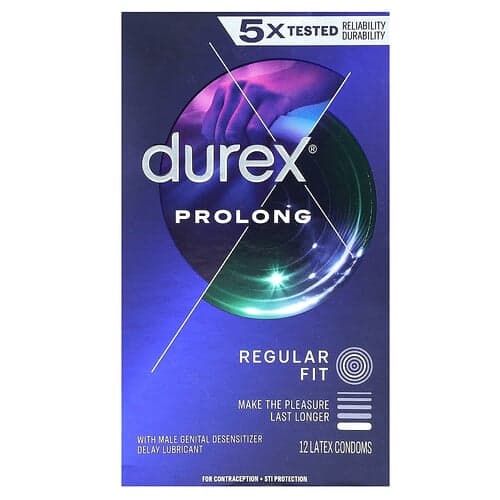 Durex Prolong Regular Fit 12 Latex Condoms