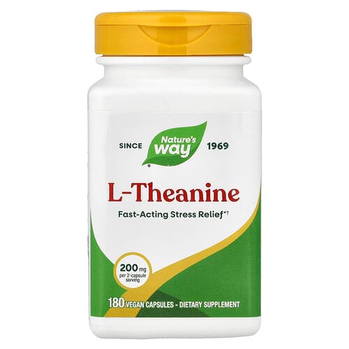Nature's Way L-Theanine 180 Vegan Capsules (100 mg per Capsule)