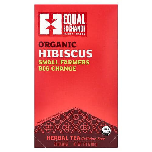 Equal Exchange Organic Hibiscus Herbal Tea Caffeine-Free 20 Tea Bags 1.41 oz (40 g)