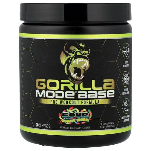 Gorilla Mind Mode® Base Pre-Workout Formula Sour Gummy Worm 0.55 lb (250 g)