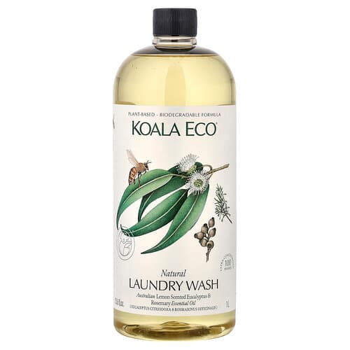 Koala Eco Natural Laundry Wash Australian Lemon Scented Eucalyptus & Rosemary Essential Oil 33.8 fl oz (1 l)