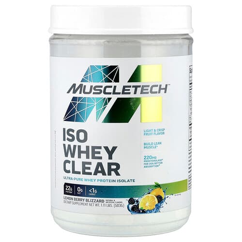MuscleTech ISO Whey Clear Ultra-Pure Whey Protein Isolate Lemon Berry Blizzard 1.11 lbs (503 g)