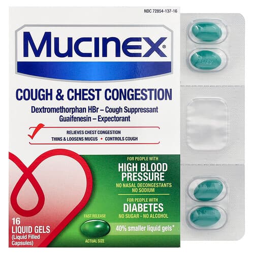 Mucinex Cough & Chest Congestion Fast Release 16 Liquid Gels