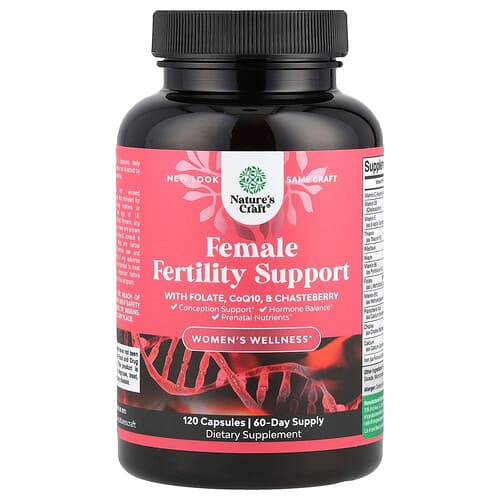 Nature's Craft Women's Wellness Female Fertility Support With Folate CoQ10 & Chasteberry 120 Capsules