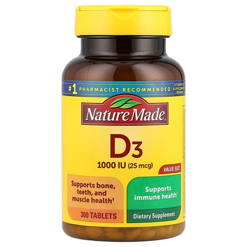 Nature Made Vitamin D3 25 mcg (1000 IU) 300 Tablets